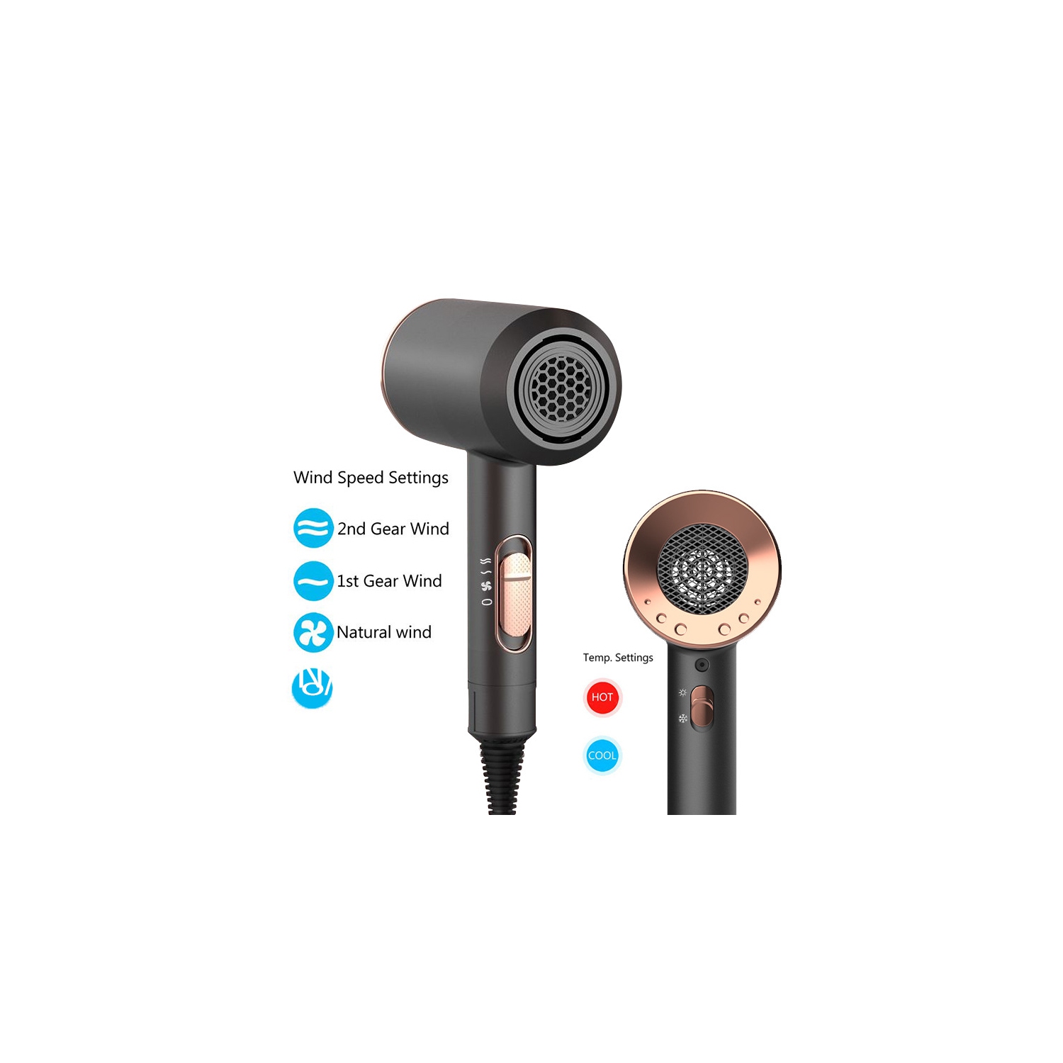 Professional Ionic Hair Dryer 2000W with Diffuser, Quick Dryer, 120,000 RPM, High Speed Hair Dryer for Salon and Home