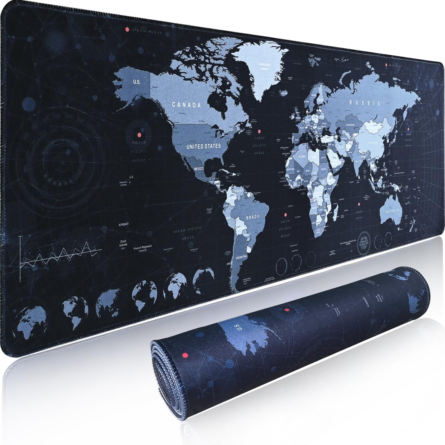 GEGEBOOM Gaming Mouse Pad with World Map (800mm X 300mm X 3mm XL XXL) Desk Mat&Large Mouse Pad Keyboard Mat