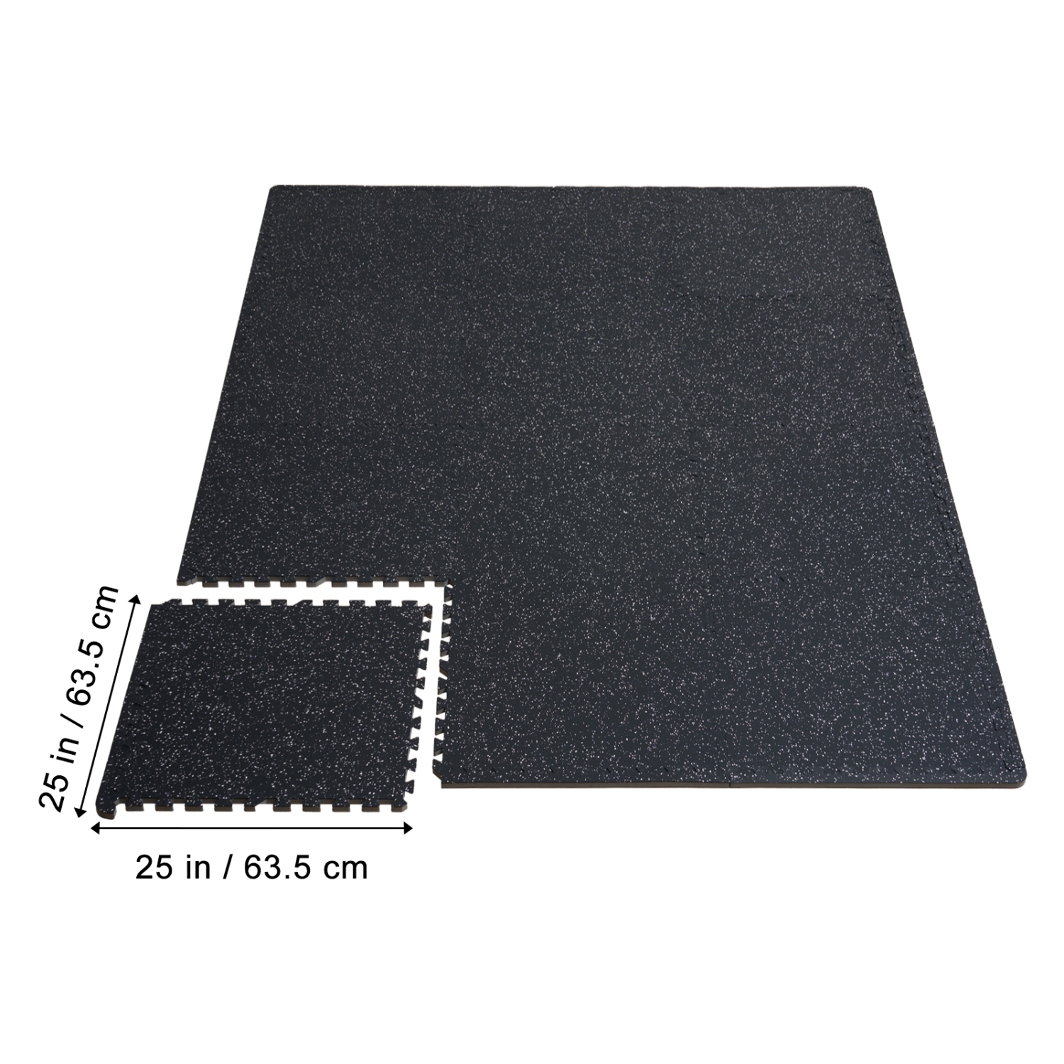 VEVOR 0.56in Thick Gym Floor Mats, 6-Tile Rubber Top with EVA Foam, 25" x 25" Gym Workout Mats with 25sq.ft Coverage, Interlocking Puzzle Mats for