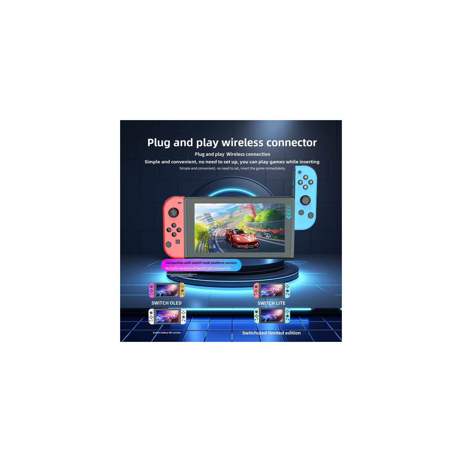 Manette de jeu Switch Manette de jeu Manette de gauche et de droite Manette Bluetooth sans fil avec moteur de vibration double Joycon éveil à un