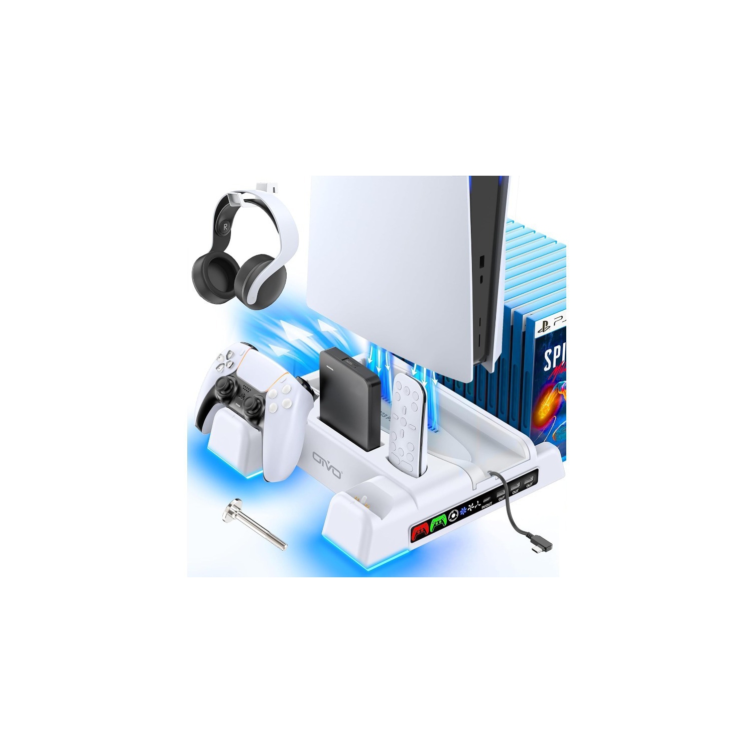 PS5 Ultra-Thin Cooling Dock PS5 PROTAL Handheld Game Controller Charging Stand Stand Accessory PS5 Charging Dock Controller, PS5 Stand and Cooling