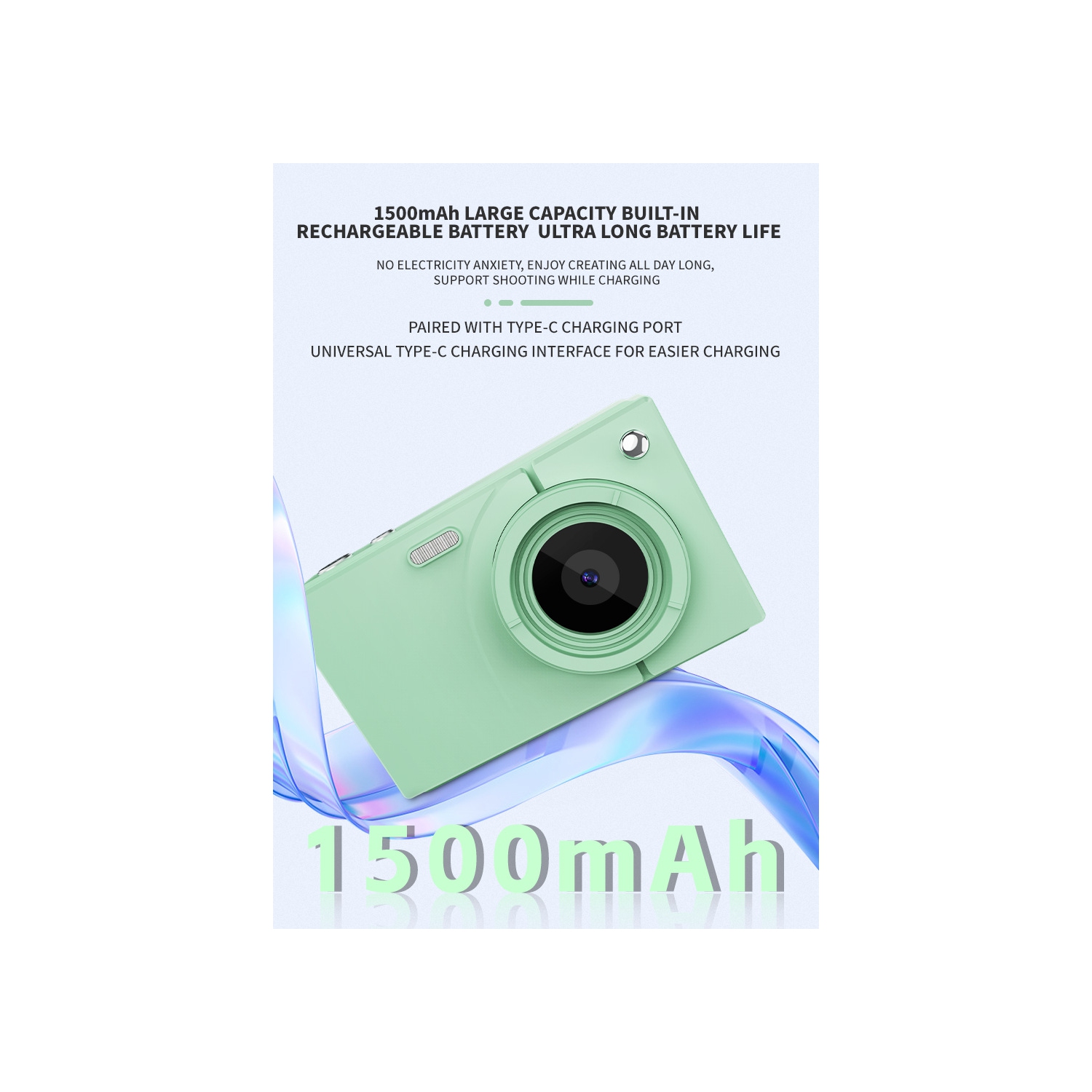 Digital camera 64 million pixels high-definition photo and video campus CCD camera macro screen 2.8 inches, - white + 32g card + Type-C cable + wifi