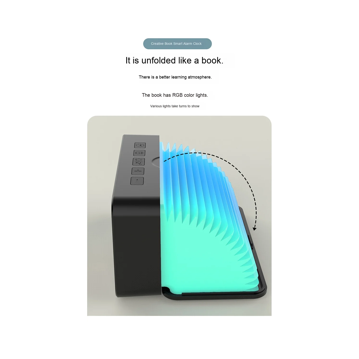 Smart creative book alarm clock voice-controlled energy-saving lighting LED clock USB charging silent running time does not disturb sleep alarm clock