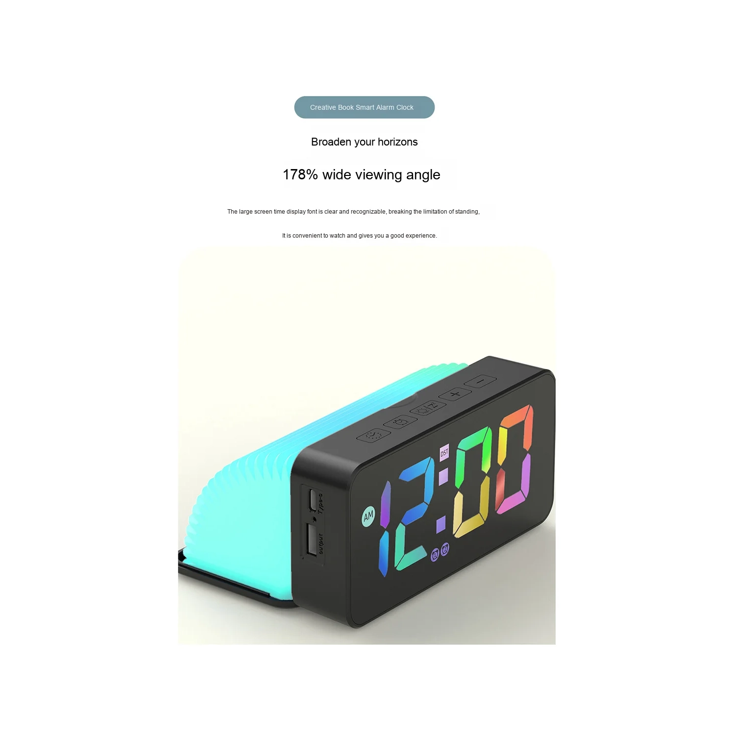 Smart creative book alarm clock voice-controlled energy-saving lighting LED clock USB charging silent running time does not disturb sleep alarm clock