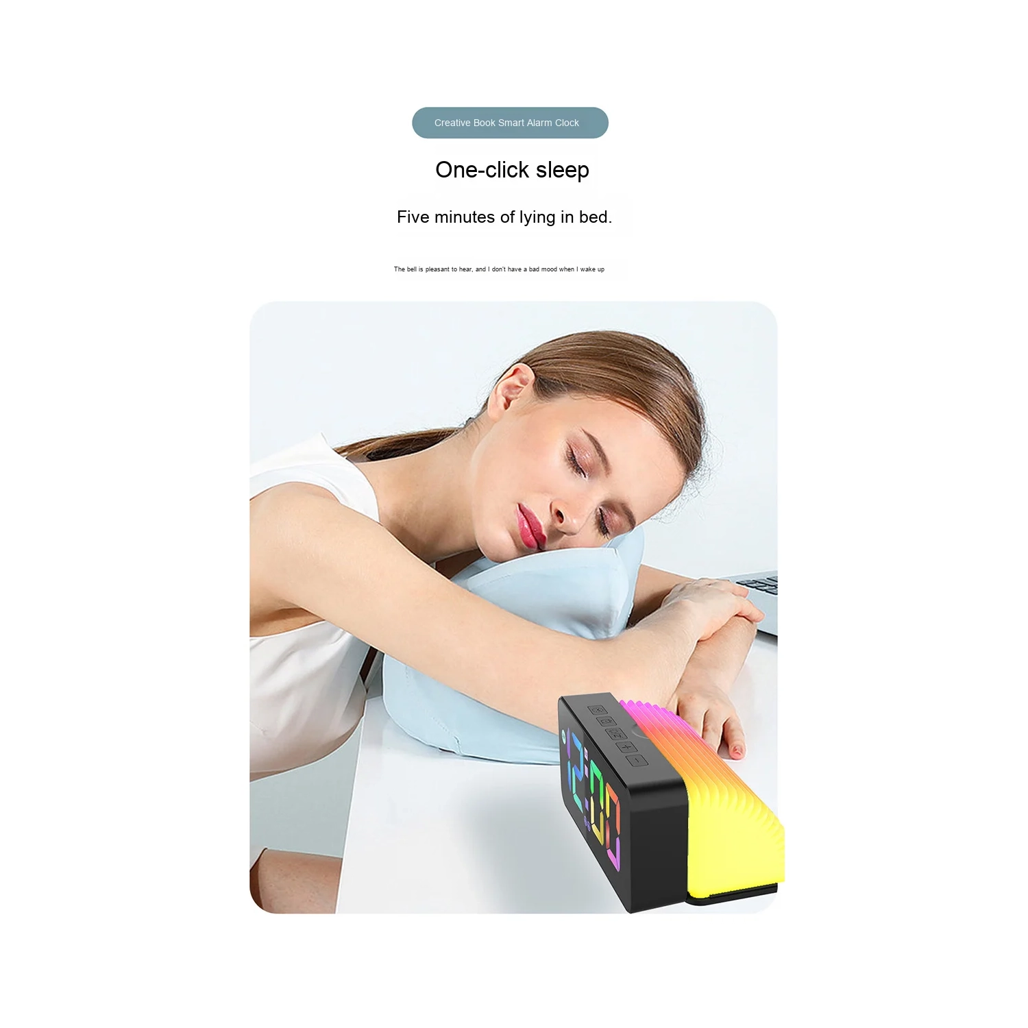 Smart creative book alarm clock voice-controlled energy-saving lighting LED clock USB charging silent running time does not disturb sleep alarm clock