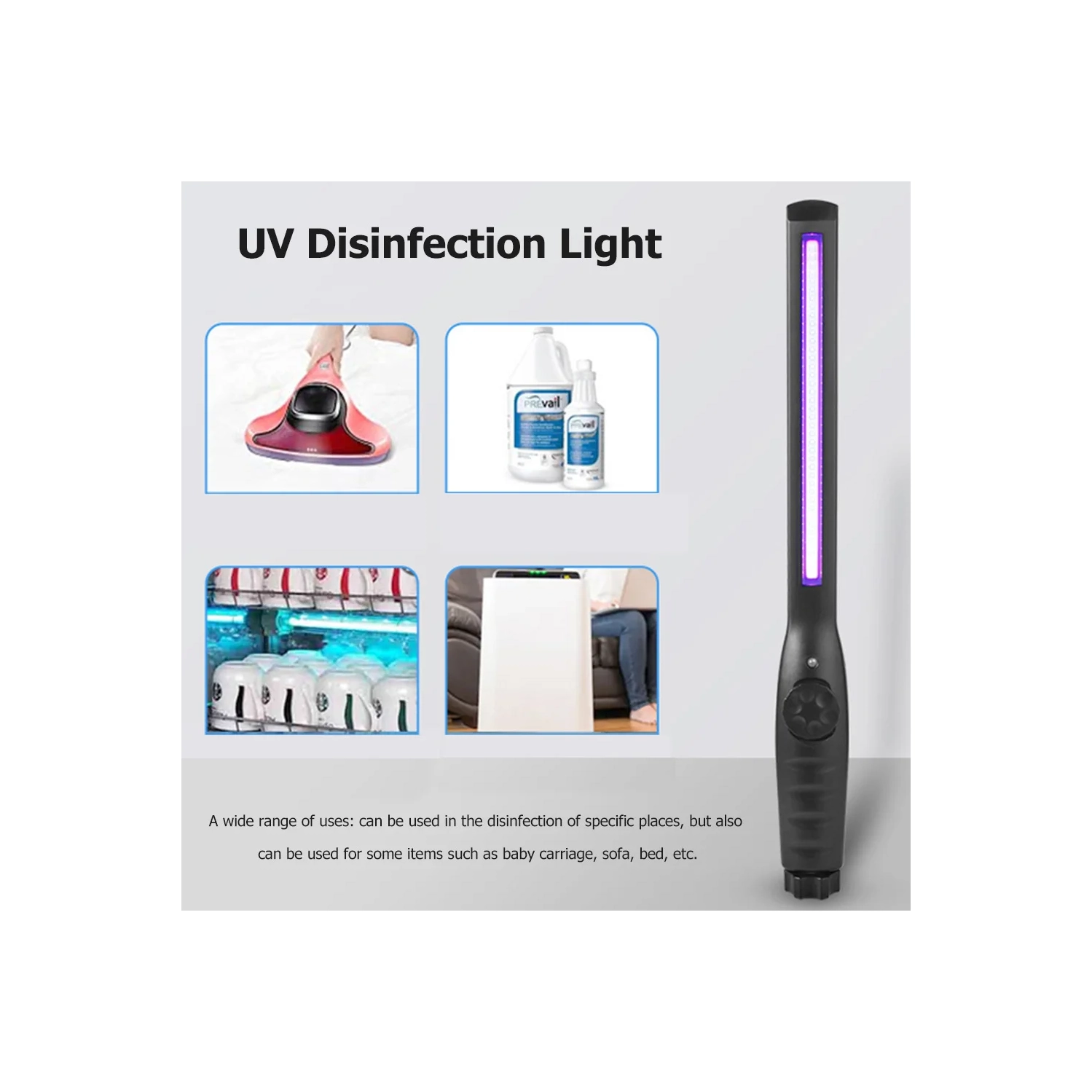 UV Light Sanitizer, Portable UV Light Disinfection Lamp USB Rechargeable Ultraviolet Light Sanitizer for Home Hotel Travel Car