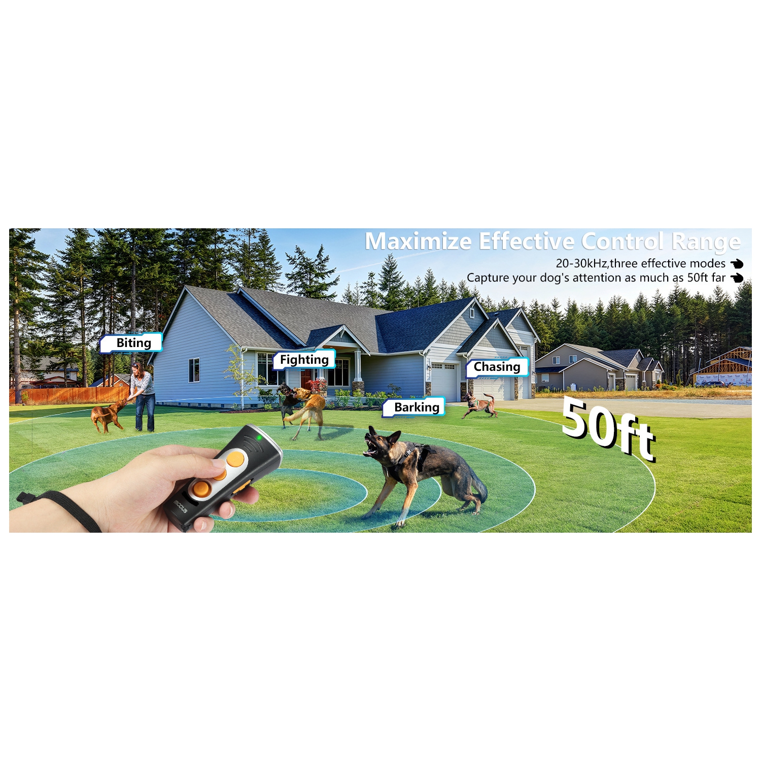 Nouveau produit Appareil de dressage à ultrasons portatif quatre têtes pour chien anti-aboiement Arrêt de sécurité écorchure Interrupteur à deux