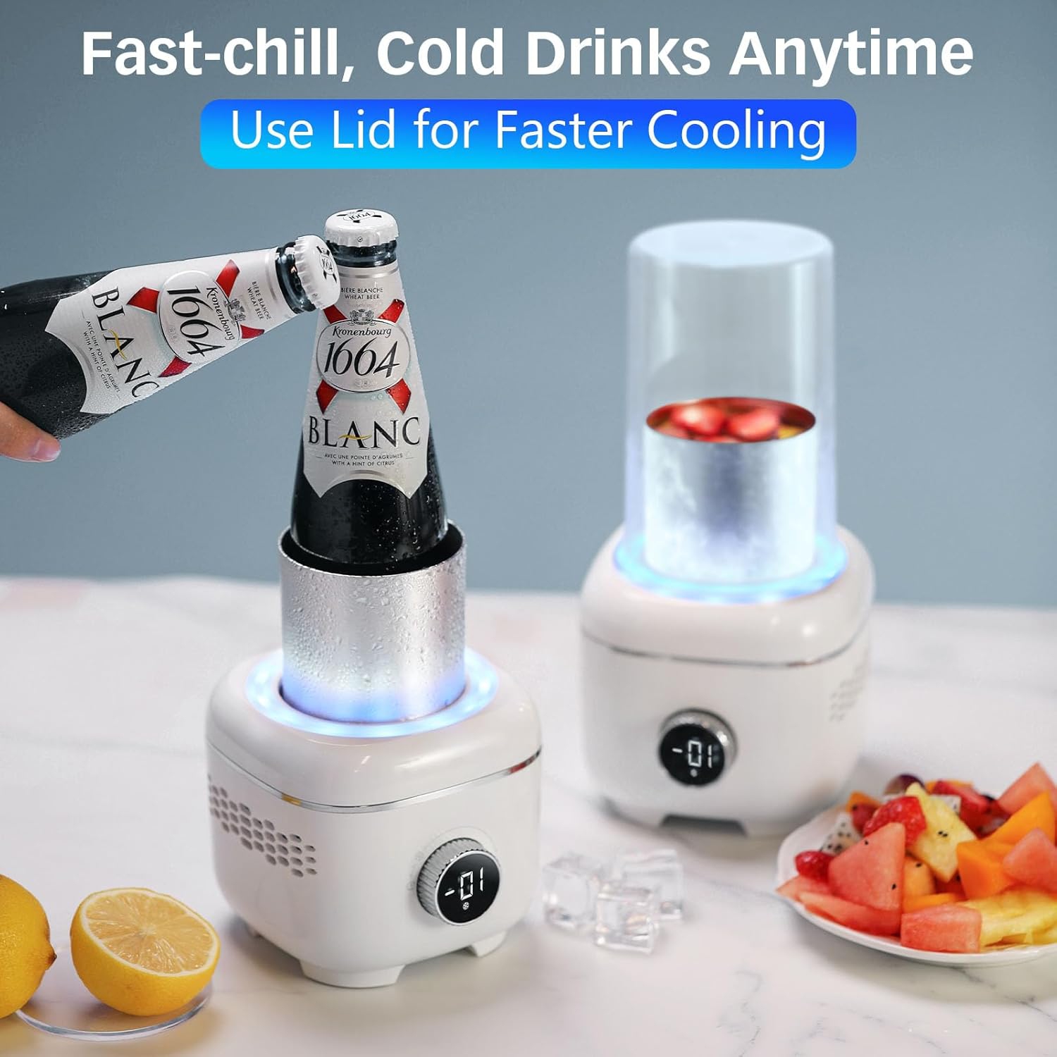 2 in 1 Smart Cooling Cup for Drinks,Cup Cooler and Warmer for Desktop,Small Can Cooler,Fast Cooling & Heating Cup for Coffee Milk Beer Chiller