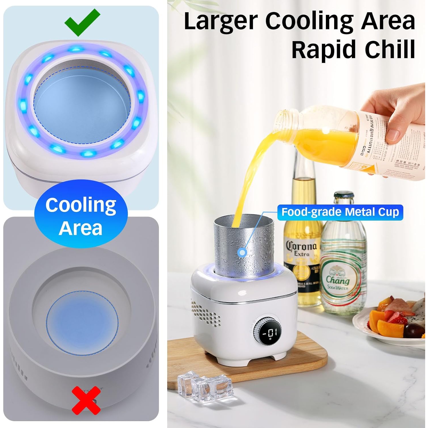 2 in 1 Smart Cooling Cup for Drinks,Cup Cooler and Warmer for Desktop,Small Can Cooler,Fast Cooling & Heating Cup for Coffee Milk Beer Chiller