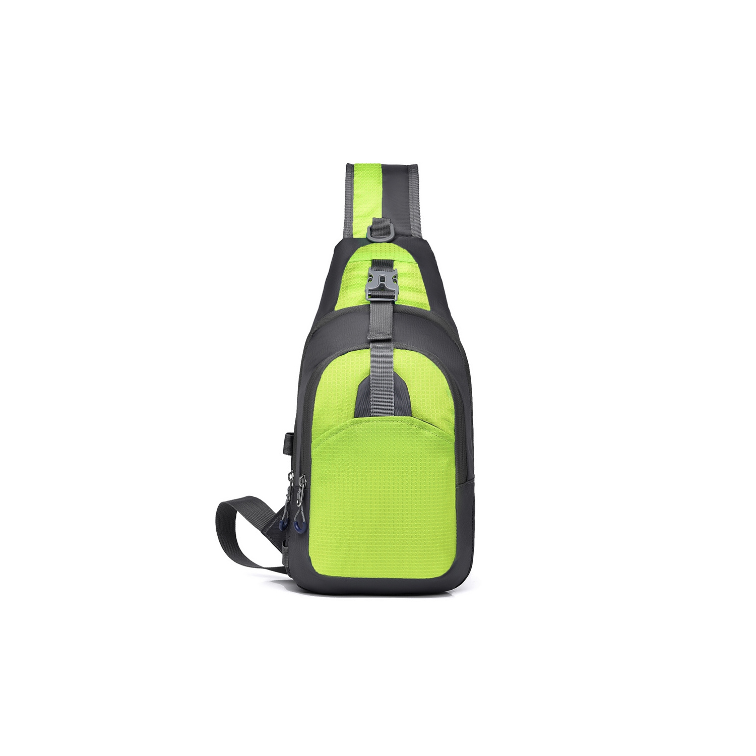 Casual men's and women's chest bag multifunctional messenger bag light shoulder bag outdoor large capacity sports mobile phone bag - green