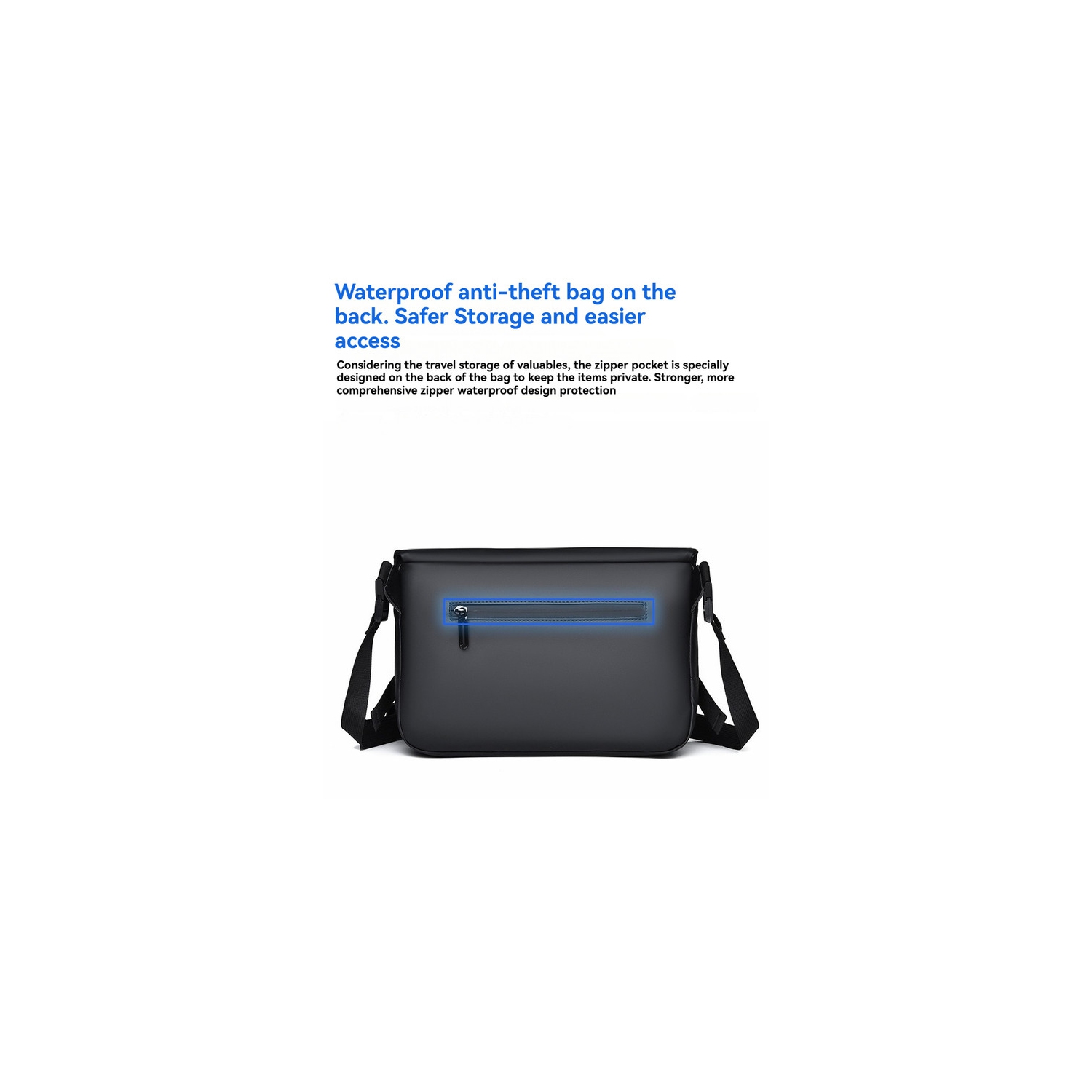 Crossbody bag, lightweight outdoor design + street fashion one-shoulder leisure, unisex crossbody bag waterproof large capacity - black