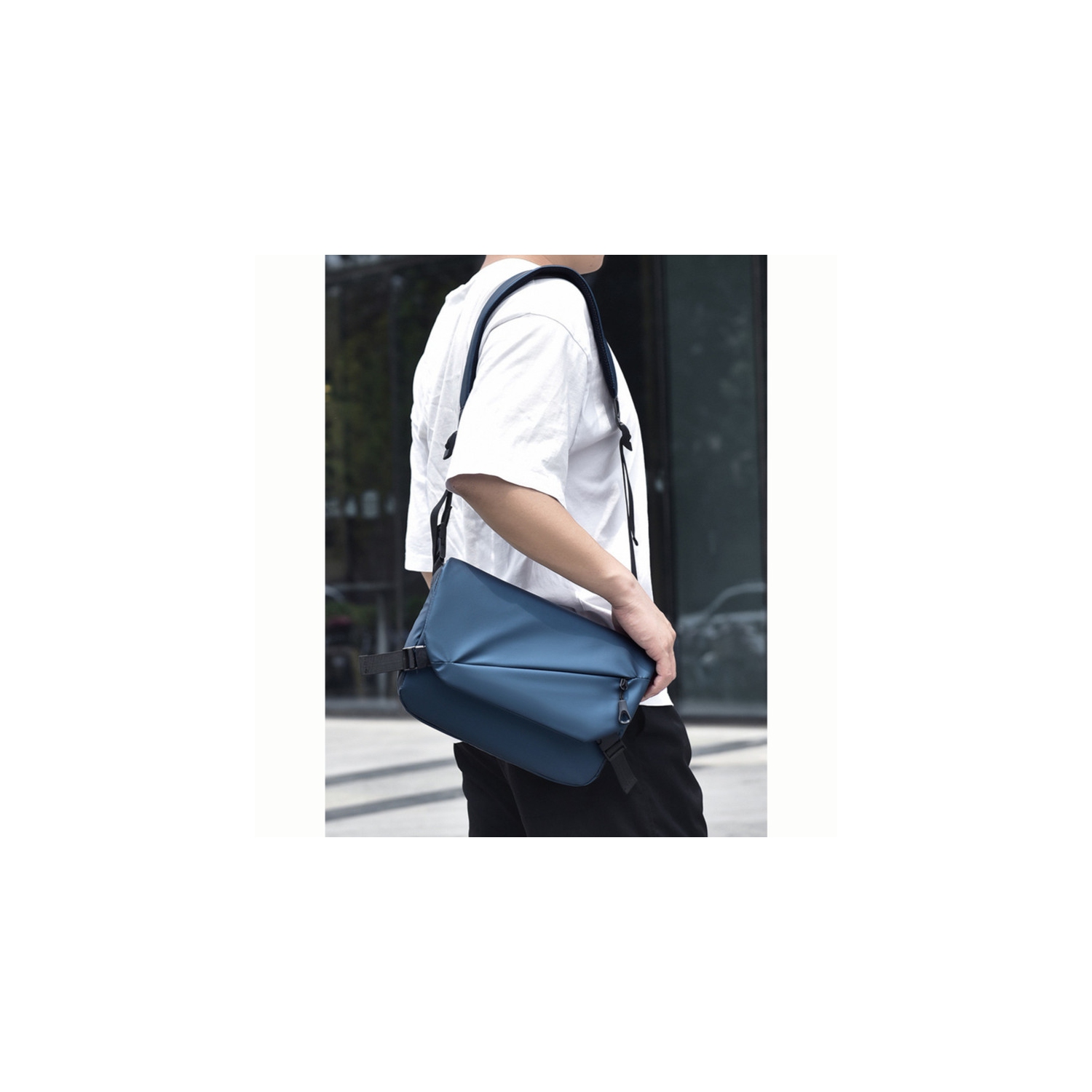 Crossbody bag, lightweight outdoor design + street fashion one-shoulder leisure, unisex crossbody bag waterproof large capacity - blue