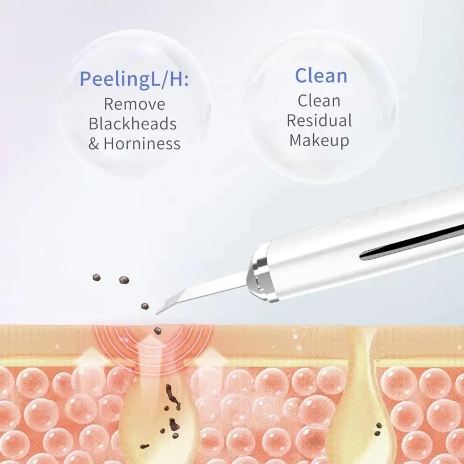 Electric Facial Skin Cleaner, Ultrasonic Skin Scraper, Portable Beauty Instrument and Pore Cleaner for Cleaning, Exfoliation, and Blackhead Removal