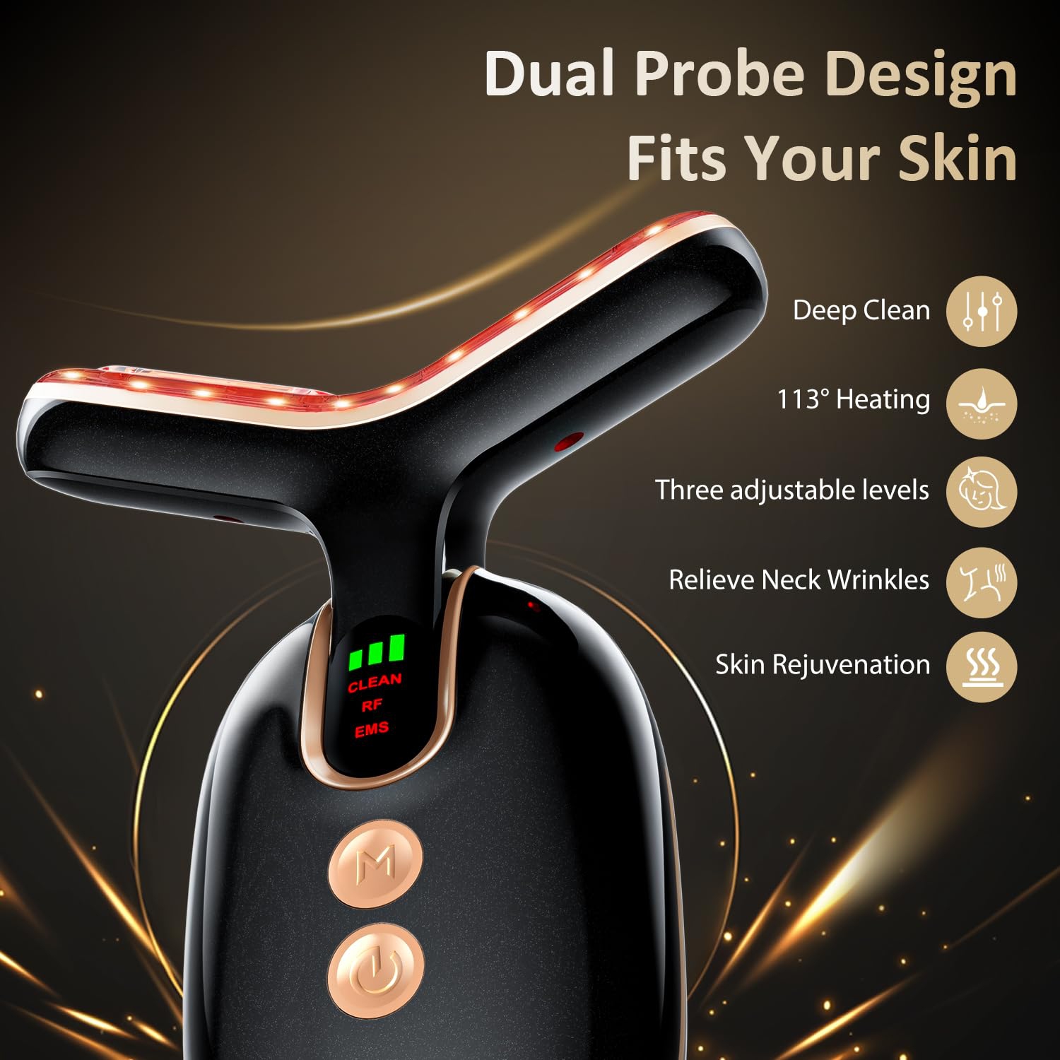 Appareil de massage facial Red Light, outil de massage portatif EMS pour le cou pour les soins de la peau à domicile