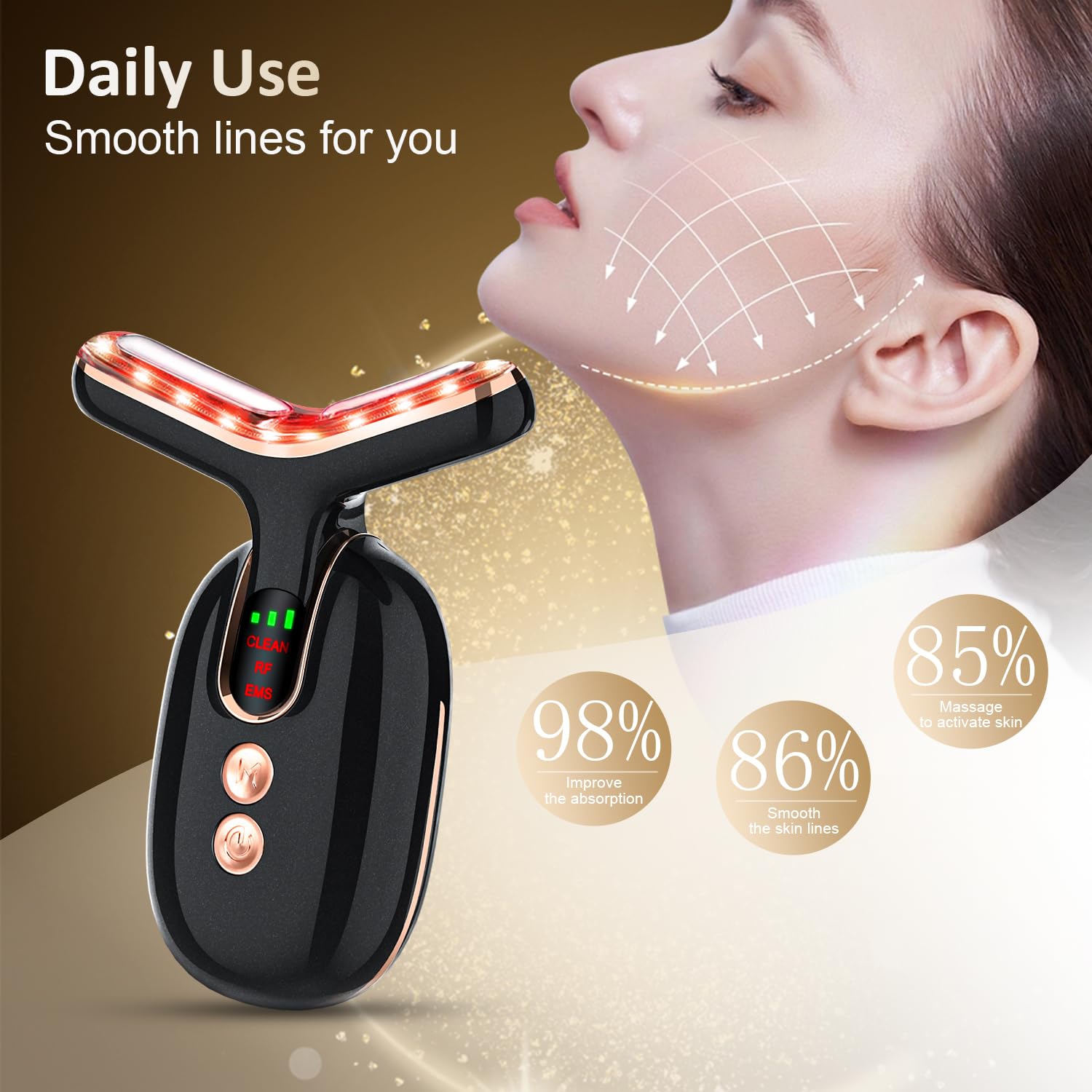 Appareil de massage facial Red Light, outil de massage portatif EMS pour le cou pour les soins de la peau à domicile