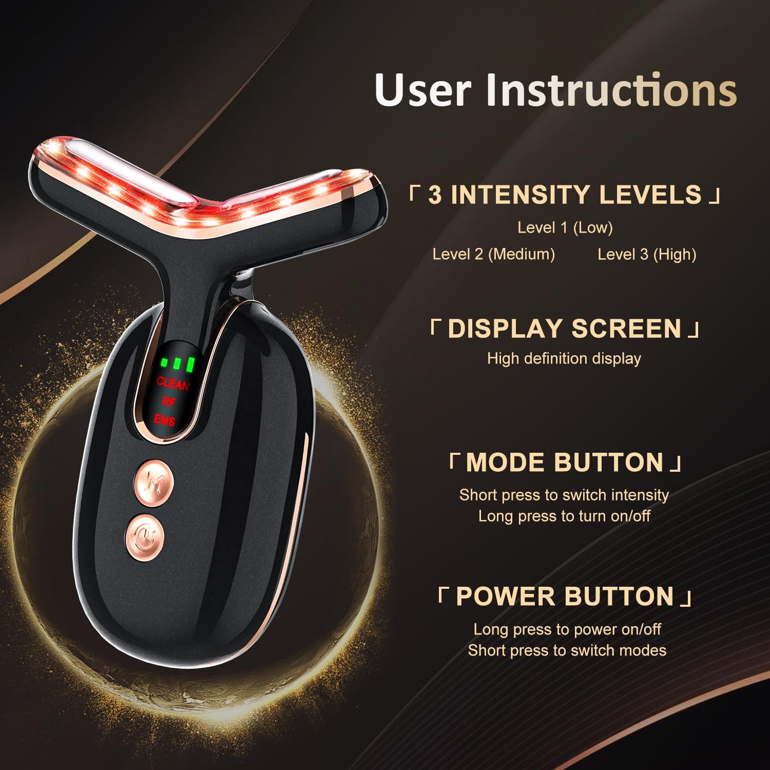 Appareil de massage facial Red Light, outil de massage portatif EMS pour le cou pour les soins de la peau à domicile