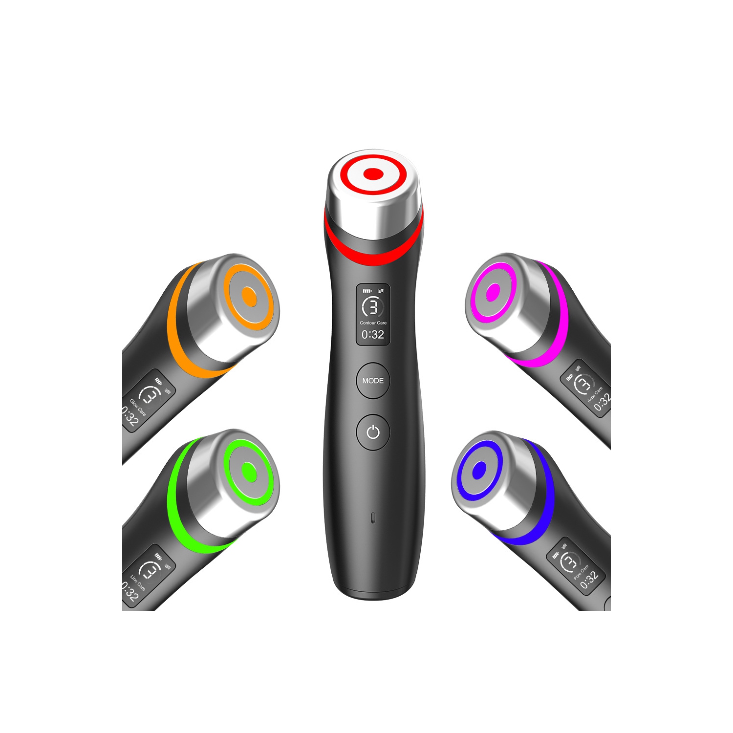 EMS Microcurrent Facial Massager, 5-Color LED Light Massager with Smart Display for Travel and Home Use