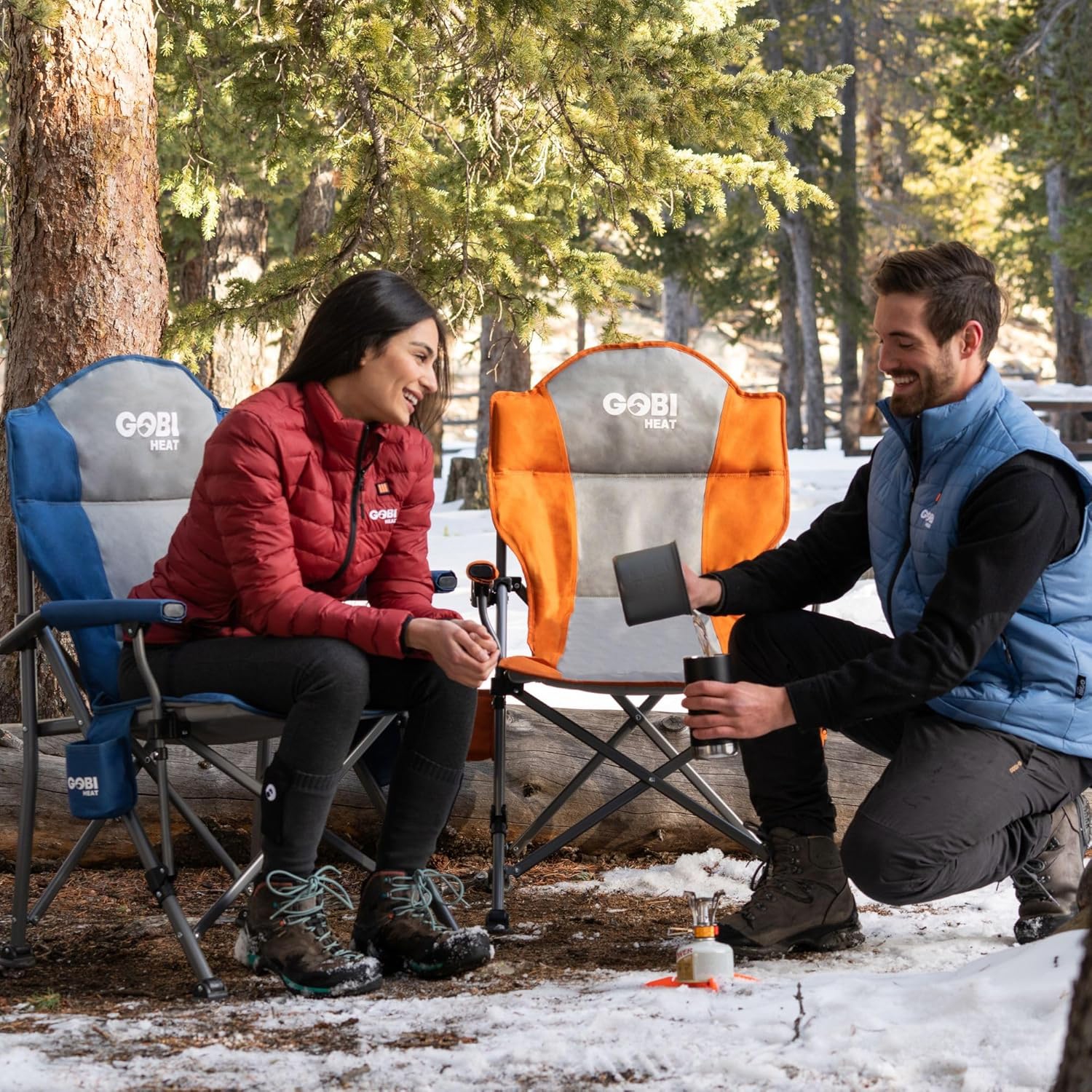 Chaise de camping chauffée Heat Terrain de GOBI – Chaise pliante d'extérieur portative avec batterie rechargeable