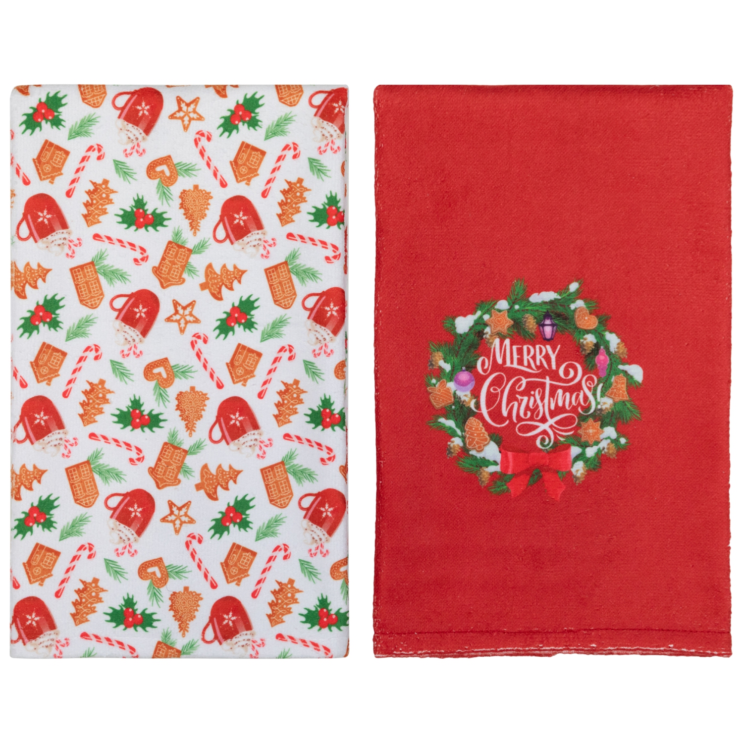 Serviettes à thé Merry Christmas Kitchen - 26&nbsp;po - Ensemble de 2
