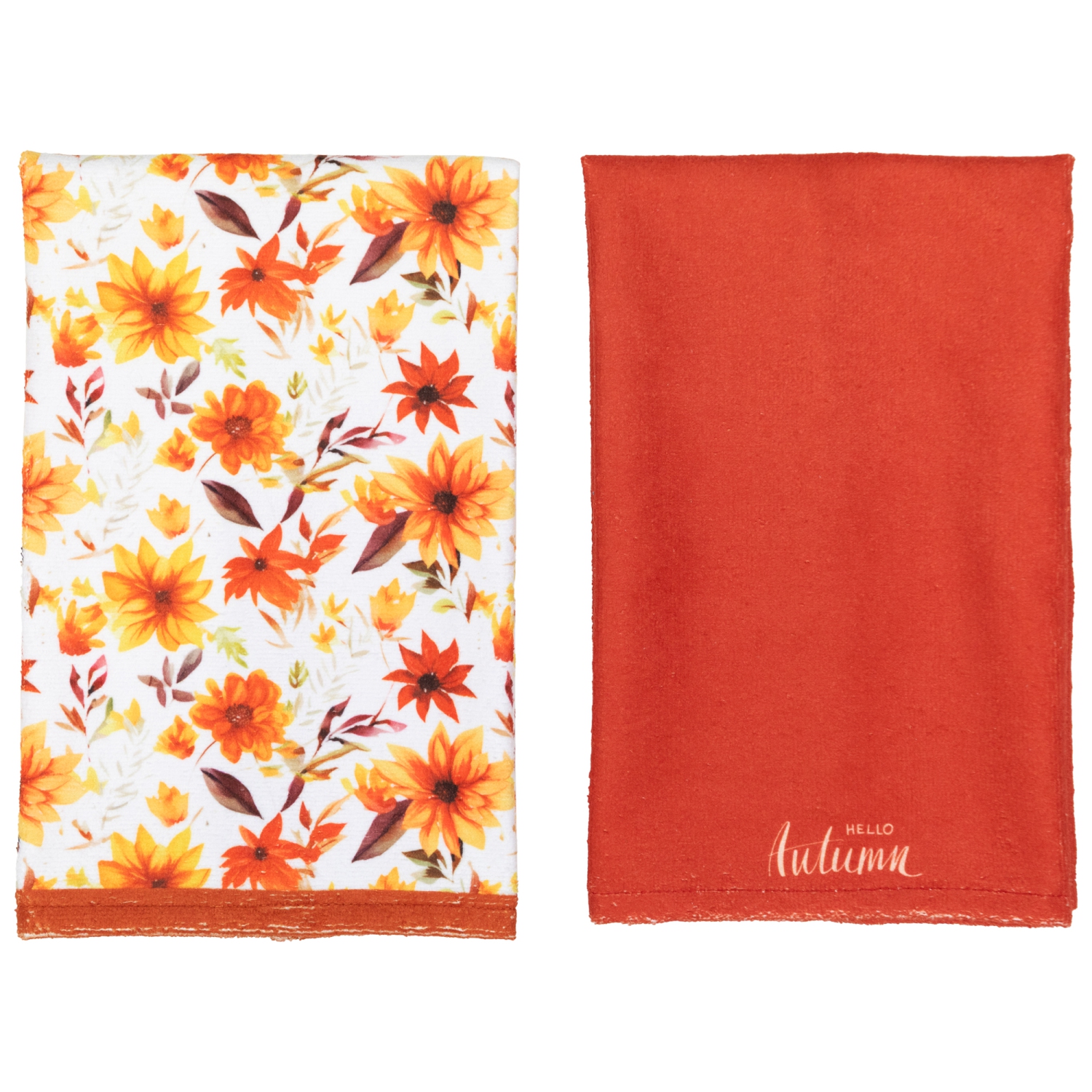 Serviettes de cuisine Hello Automne et Floral - 26&nbsp;po - Ensemble de 2