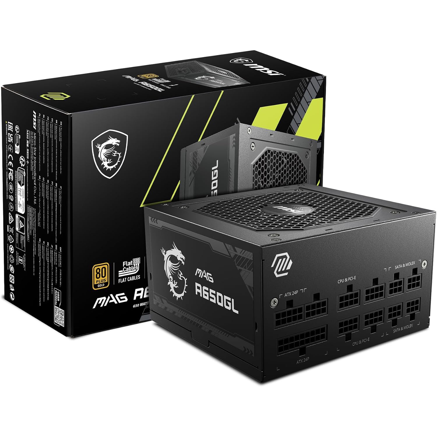 Open Box - MSI Mag 80 Plus A650GL 650-Watt ATX Modular Power Supply