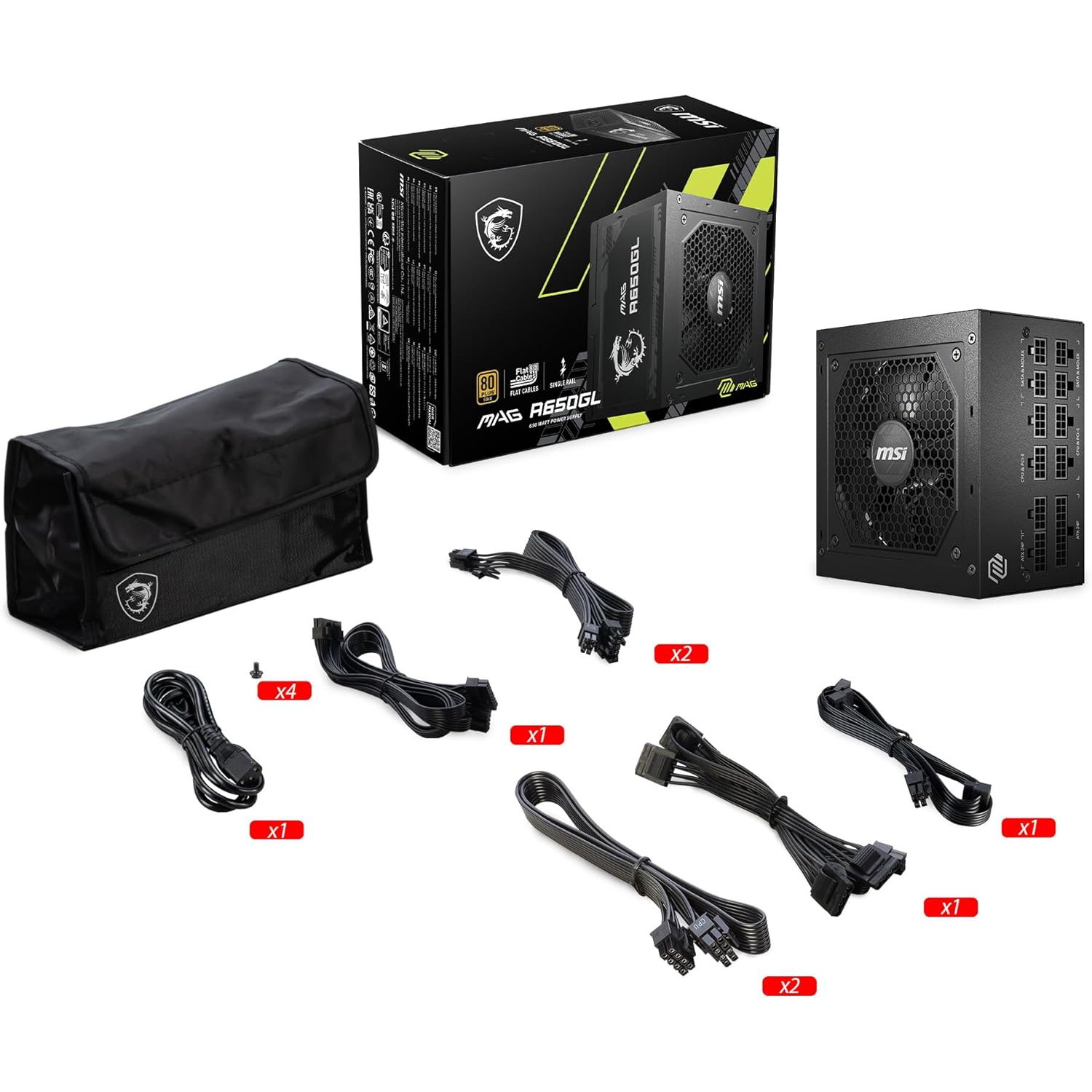 Open Box - MSI Mag 80 Plus A650GL 650-Watt ATX Modular Power Supply