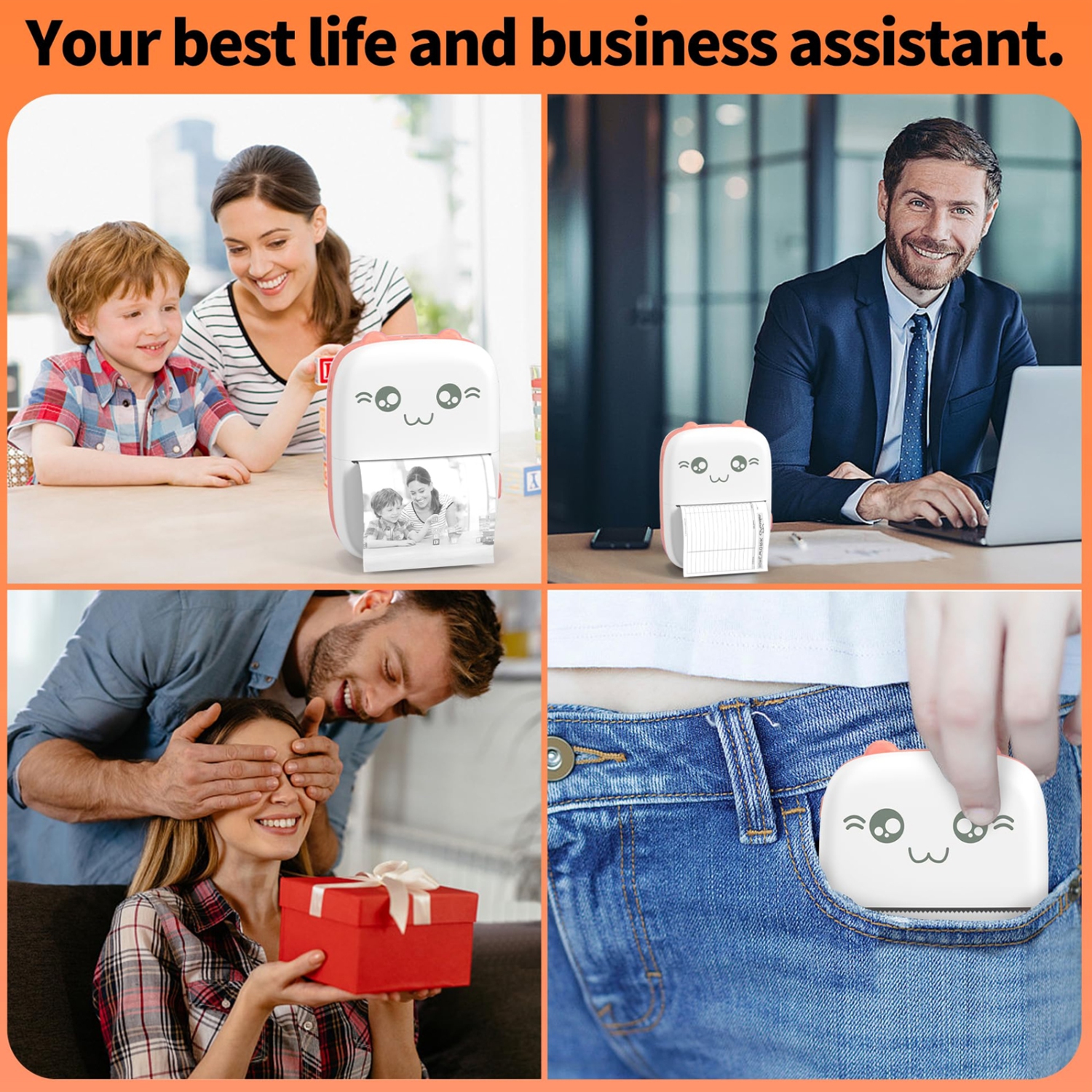 Inkless Sticker Mini Pocket Thermal Printer 13 Rolls Thermal Paper,Suit for iOS Android APP