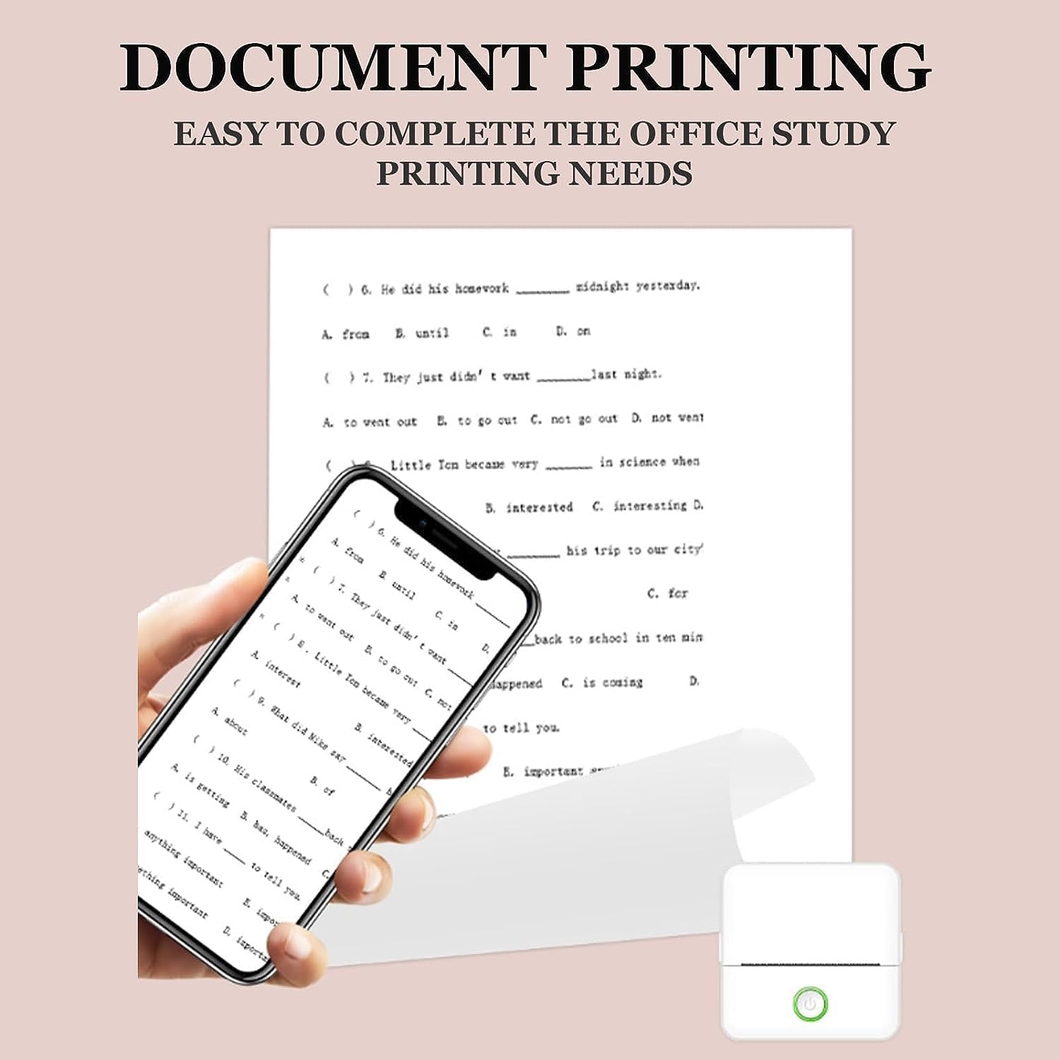 Mini Pocket Sticker Printer Bluetooth Wireless Connection Portable Sticker Maker for Learning, Note, Journal, DIY, Work