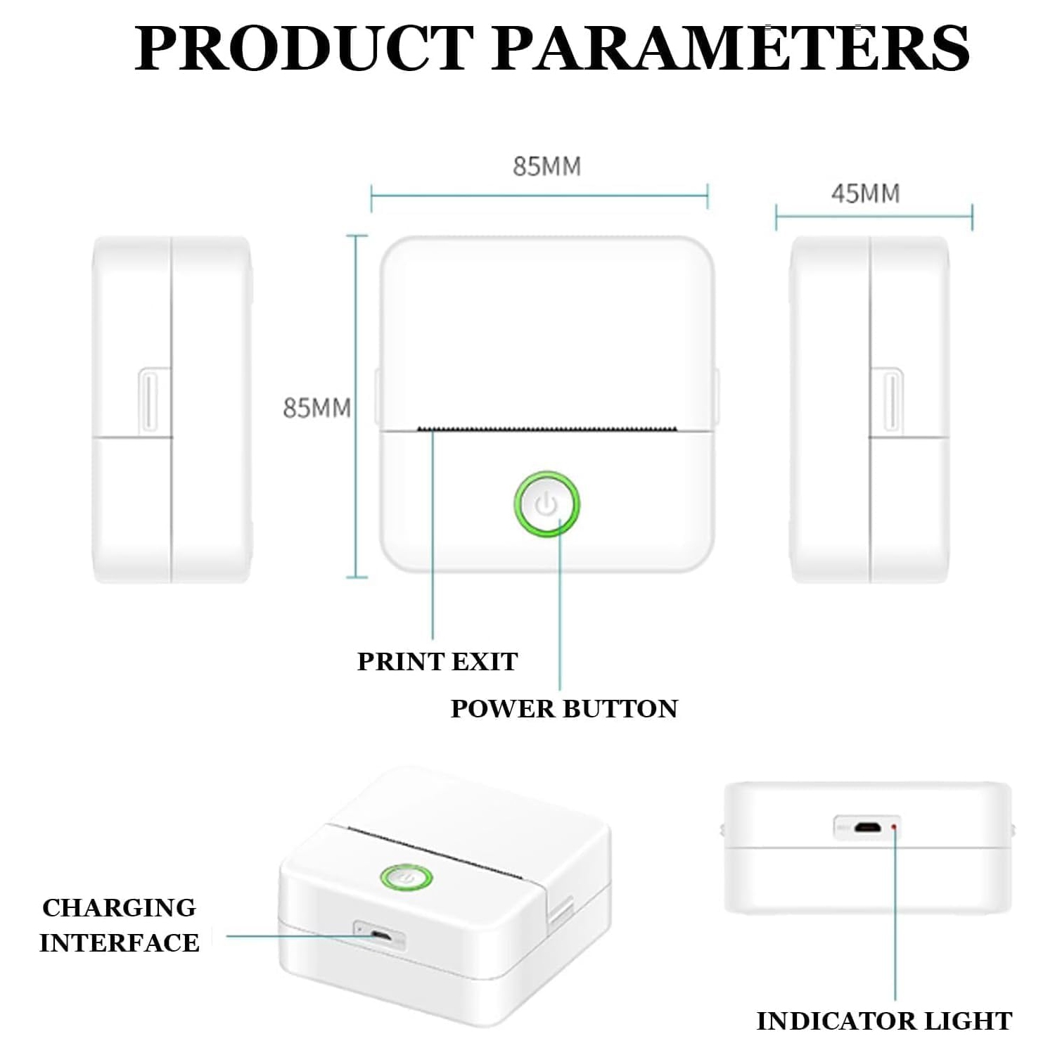 Mini Pocket Sticker Printer Bluetooth Wireless Connection Portable Sticker Maker for Learning, Note, Journal, DIY, Work
