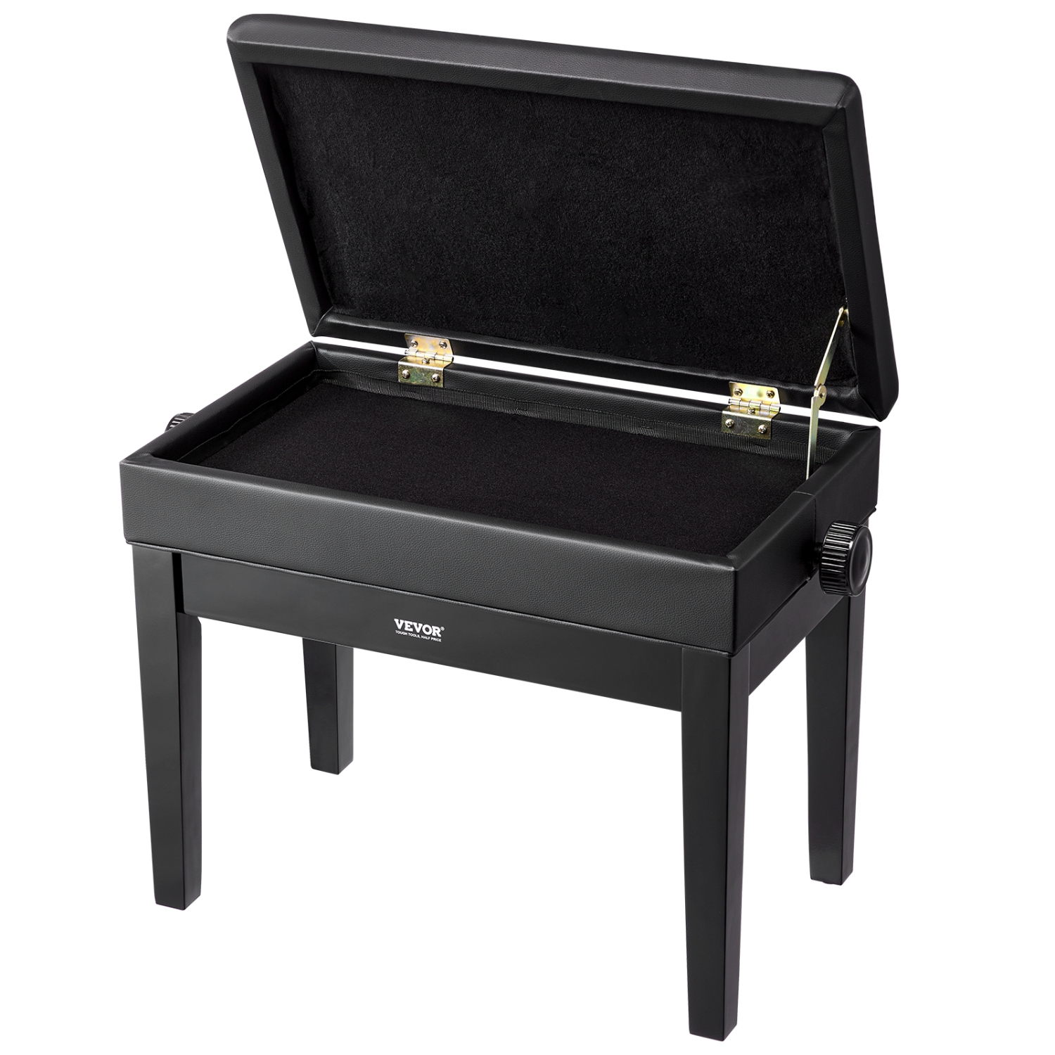 Banc à piano VEVOR de 22 x 13 x 19,3", chaise piano clavier de 19,3" à 22,8", coussin rembourré, compartiment de rangement pour livres de musique,