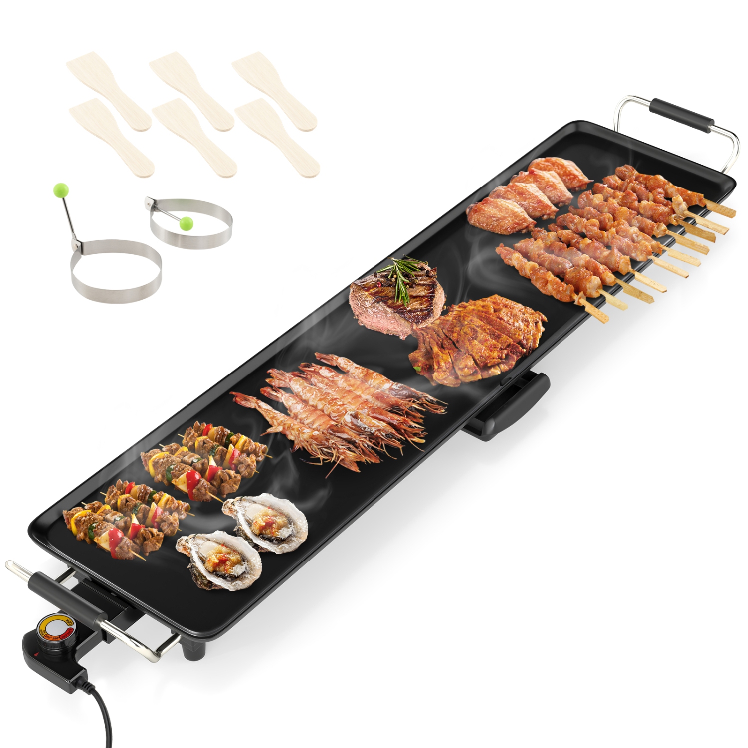 Gymax 27'' Large Electric Griddle w/ Adjustable Temperature Thermostats and Drip Tray