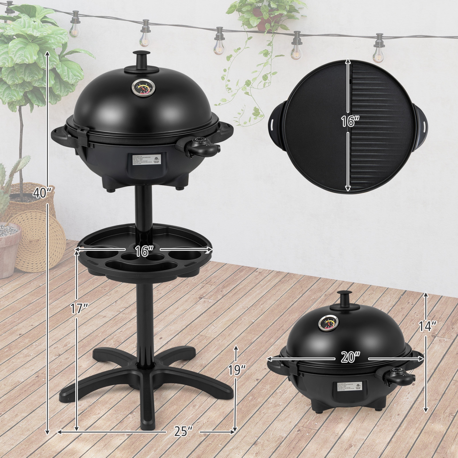 Gymax Indoor Outdoor Electric Grill w/ Non-stick Grill Plate Temperature Control