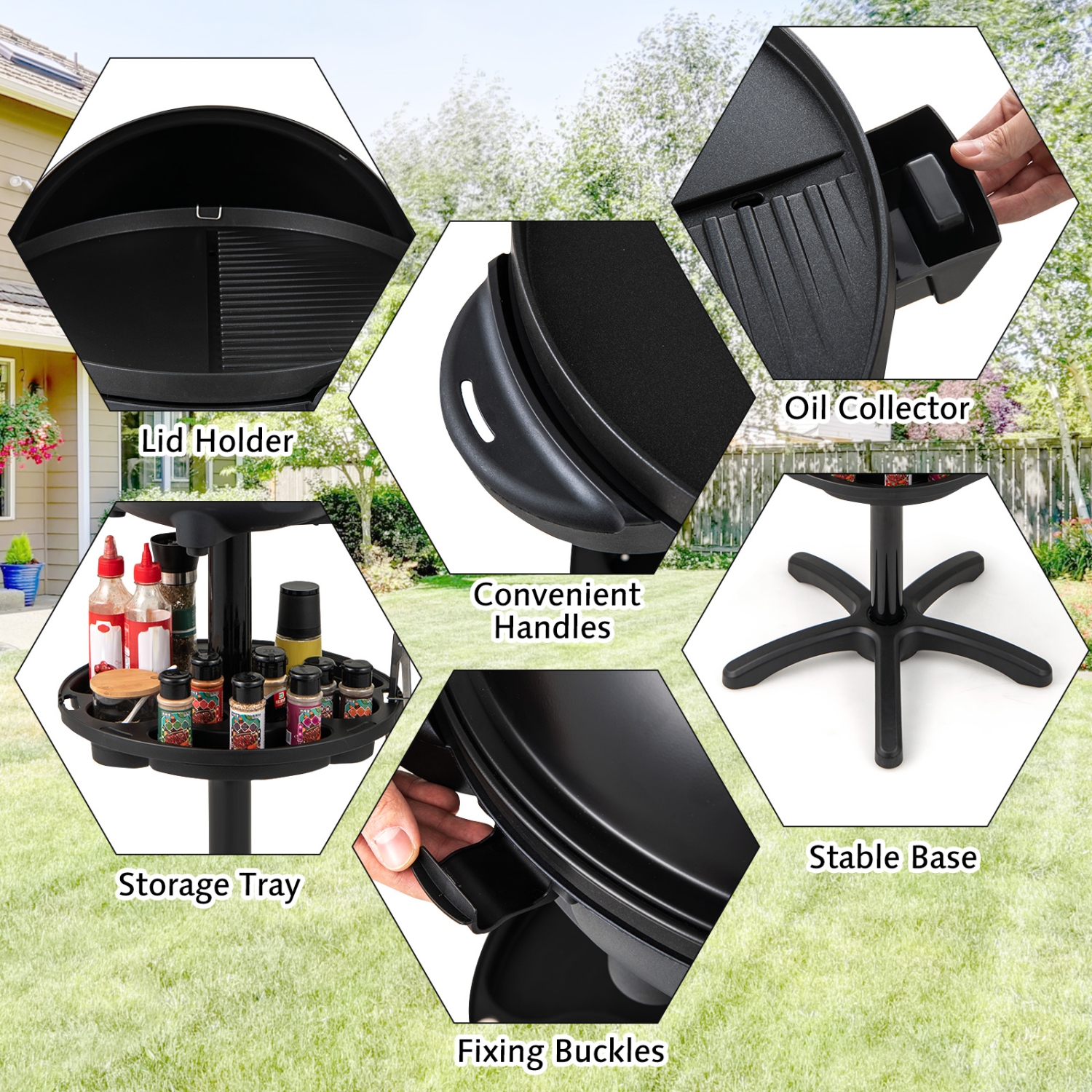 Gymax Indoor Outdoor Electric Grill w/ Non-stick Grill Plate Temperature Control