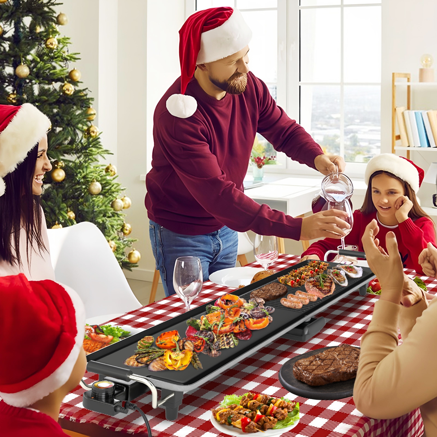 Gymax 39.5'' Extra Large Electric Griddle w/ 2 Cooking Surface Adjustable Temperatures