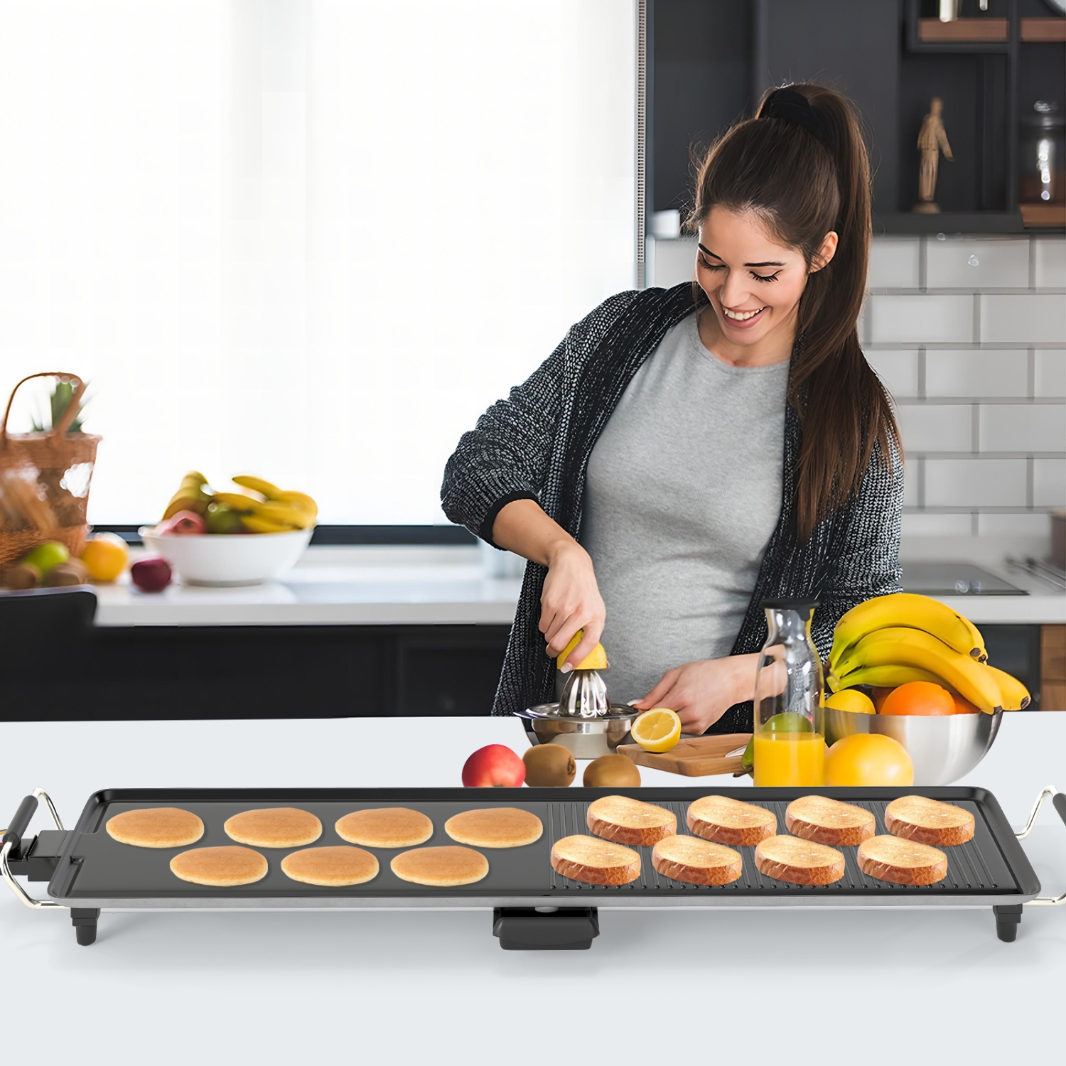Gymax 39.5'' Extra Large Electric Griddle w/ 2 Cooking Surface Adjustable Temperatures
