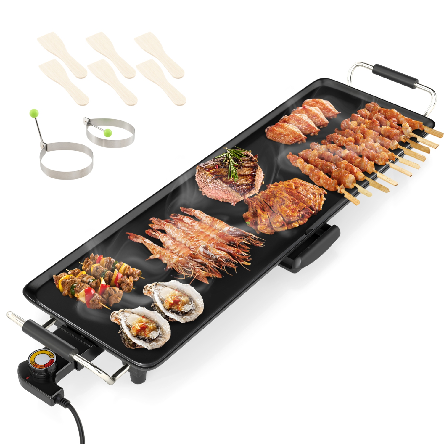 Gymax 27'' Large Electric Griddle w/ Adjustable Temperature Thermostats and Drip Tray