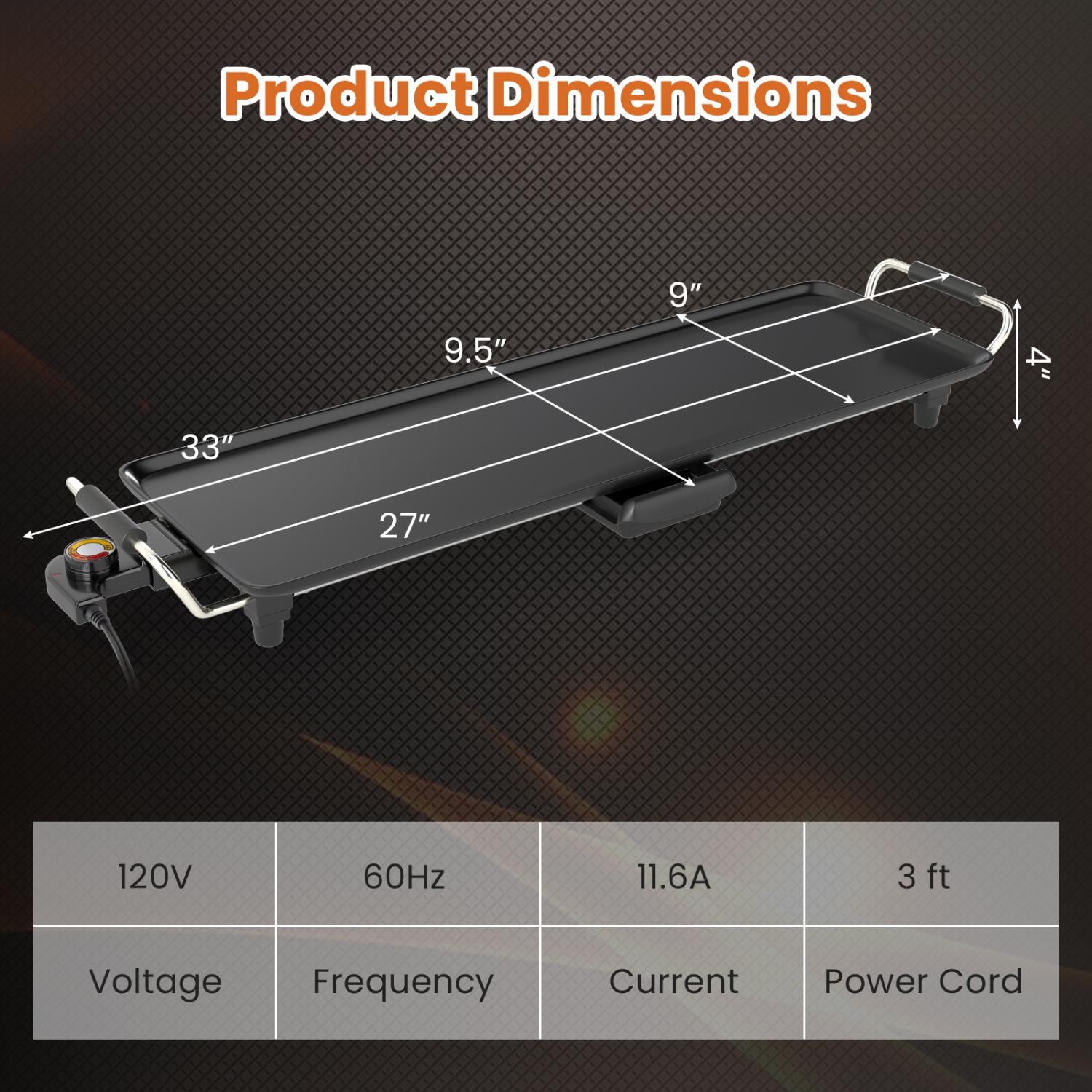 Gymax 27'' Large Electric Griddle w/ Adjustable Temperature Thermostats and Drip Tray