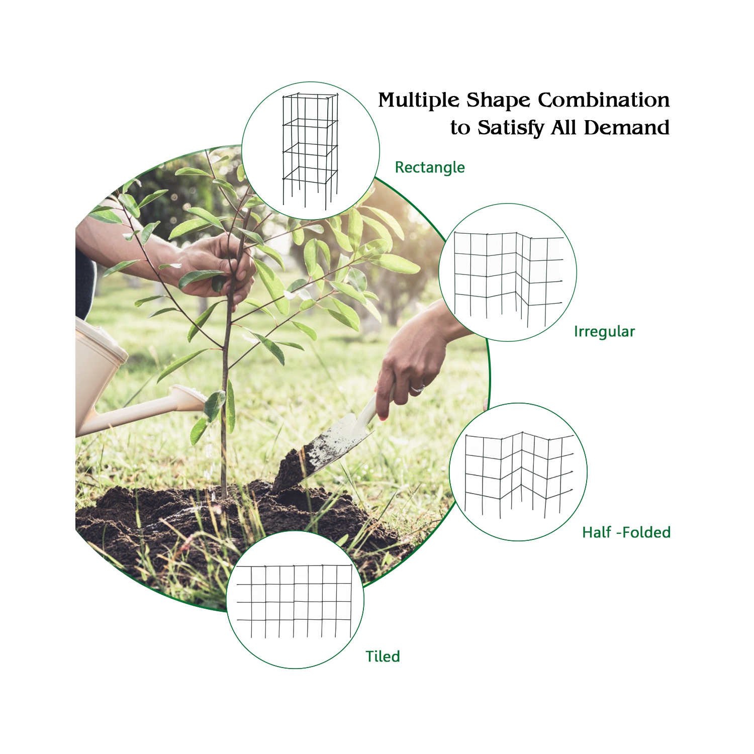Gymax 8 Pack Tomato Cages Garden Cages Stakes Plant Trellis 16'' x 16'' x 39''