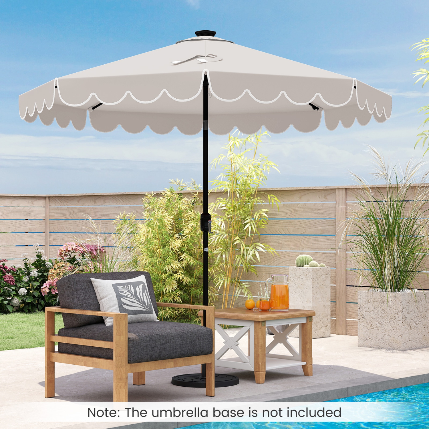 Gymax 10 FT Solar Patio Umbrella Outdoor Market Sunshade w/ 24 LED Lights