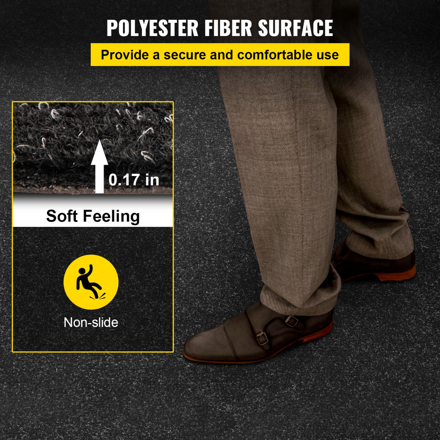 VEVOR 6x30 ft Marine Carpet, Charcoal Black Marine Grade Boat Carpet, Indoor/Outdoor Marine Carpeting with Water-proof TPR Backing, Water-proof