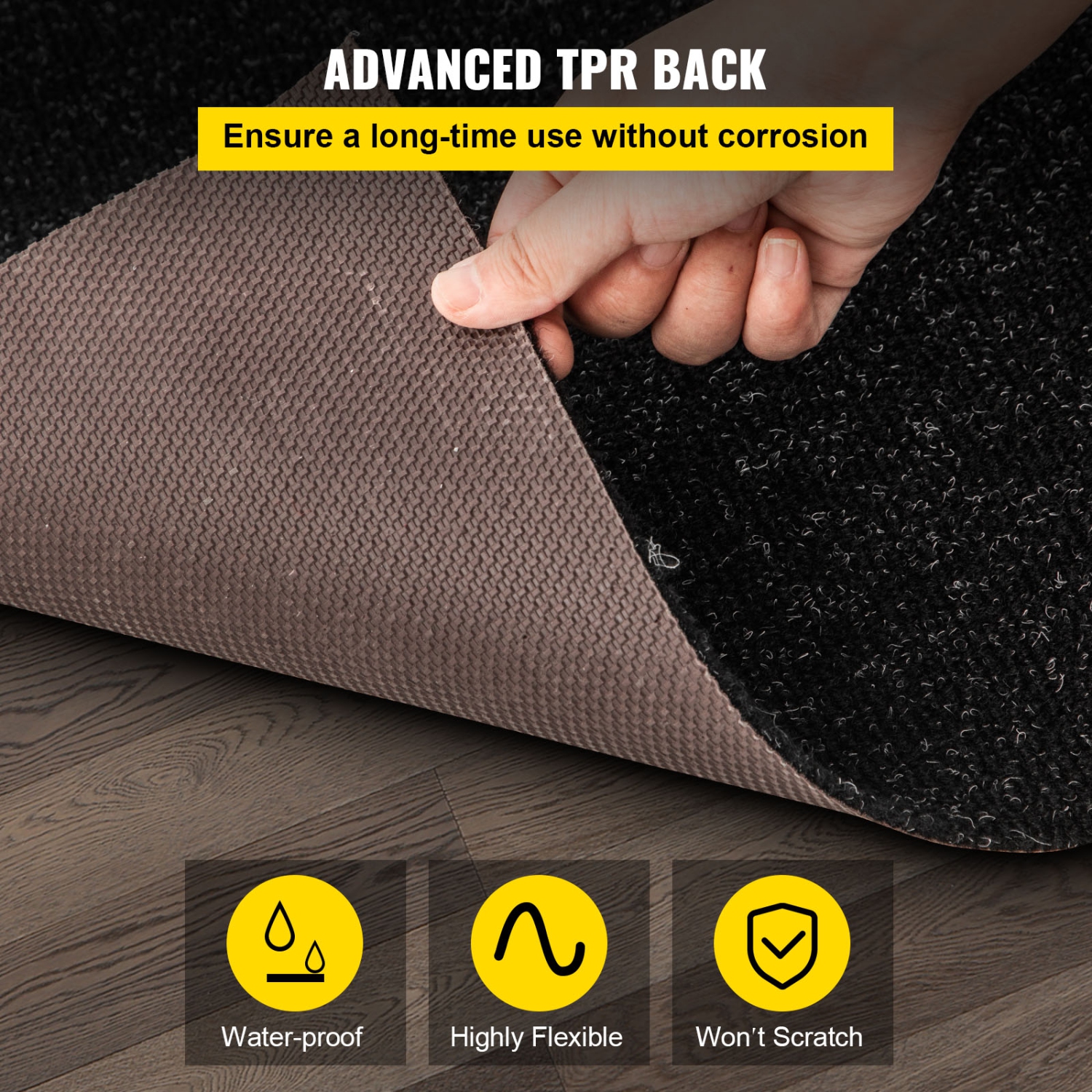 VEVOR 6x30 ft Marine Carpet, Charcoal Black Marine Grade Boat Carpet, Indoor/Outdoor Marine Carpeting with Water-proof TPR Backing, Water-proof