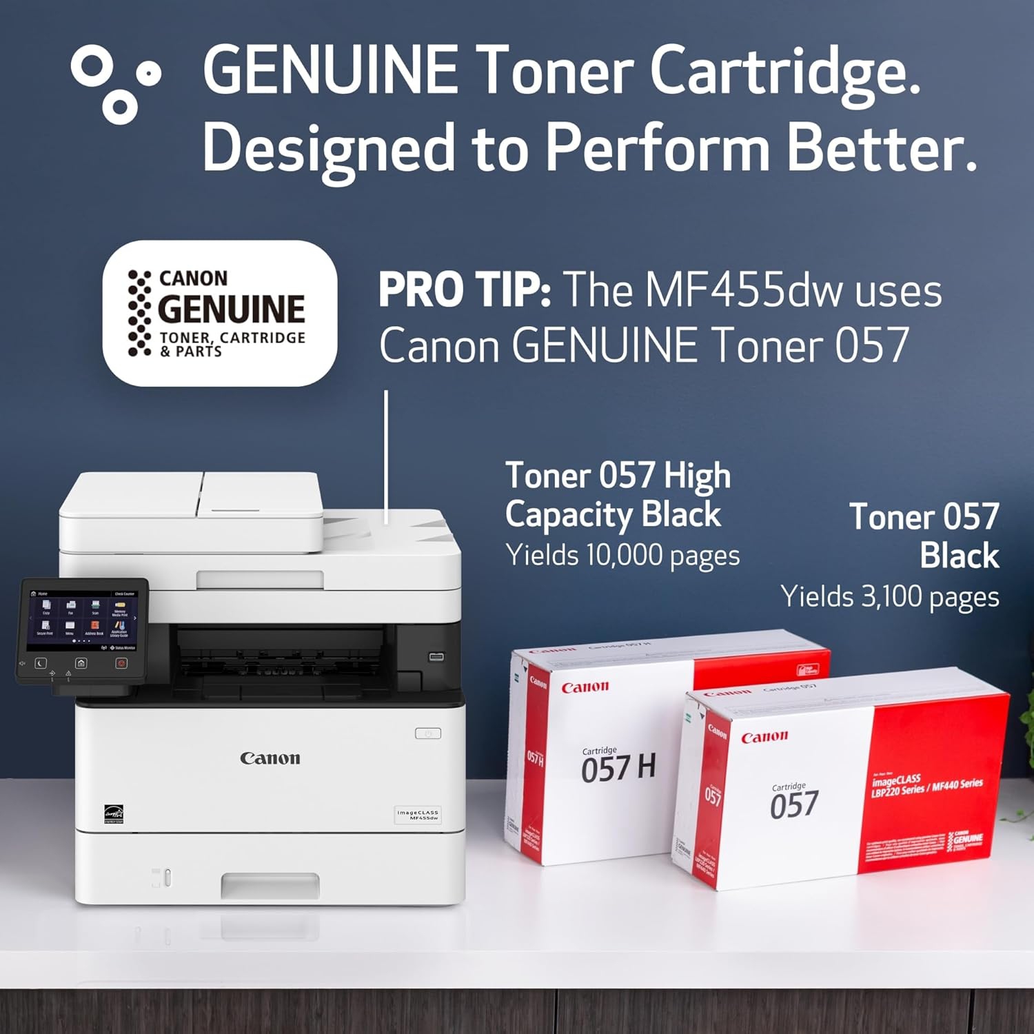 Refurbished - Canon imageCLASS MF455dw - Monochrome Duplex, Wireless All-in-One Laser Printer with Scanner, Copier and Fax, Auto Document Feeder,