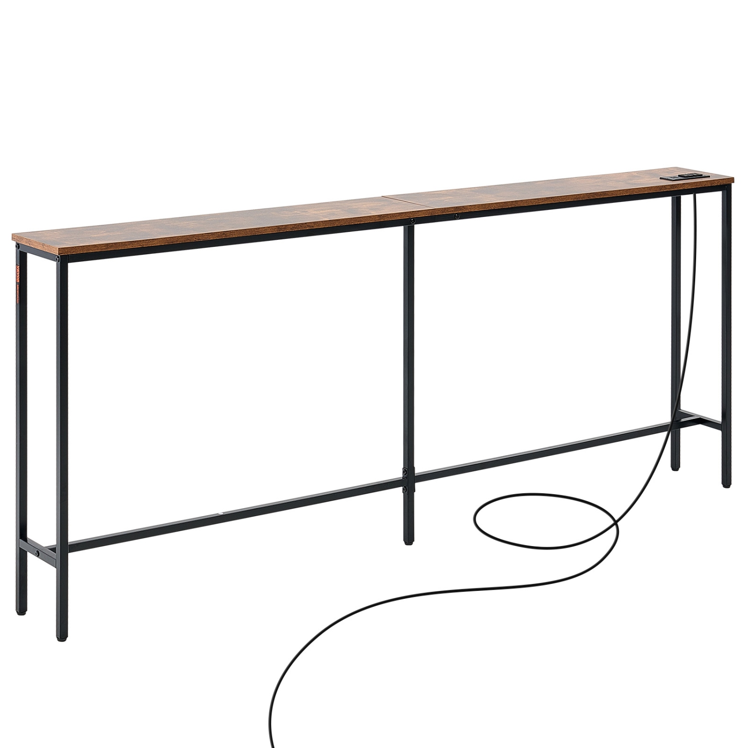 Console étroite VEVOR de 70,9&nbsp;po, derrière le canapé avec prises de courant, longue table d'entrée à 1 niveaux, cadre en métal et station de