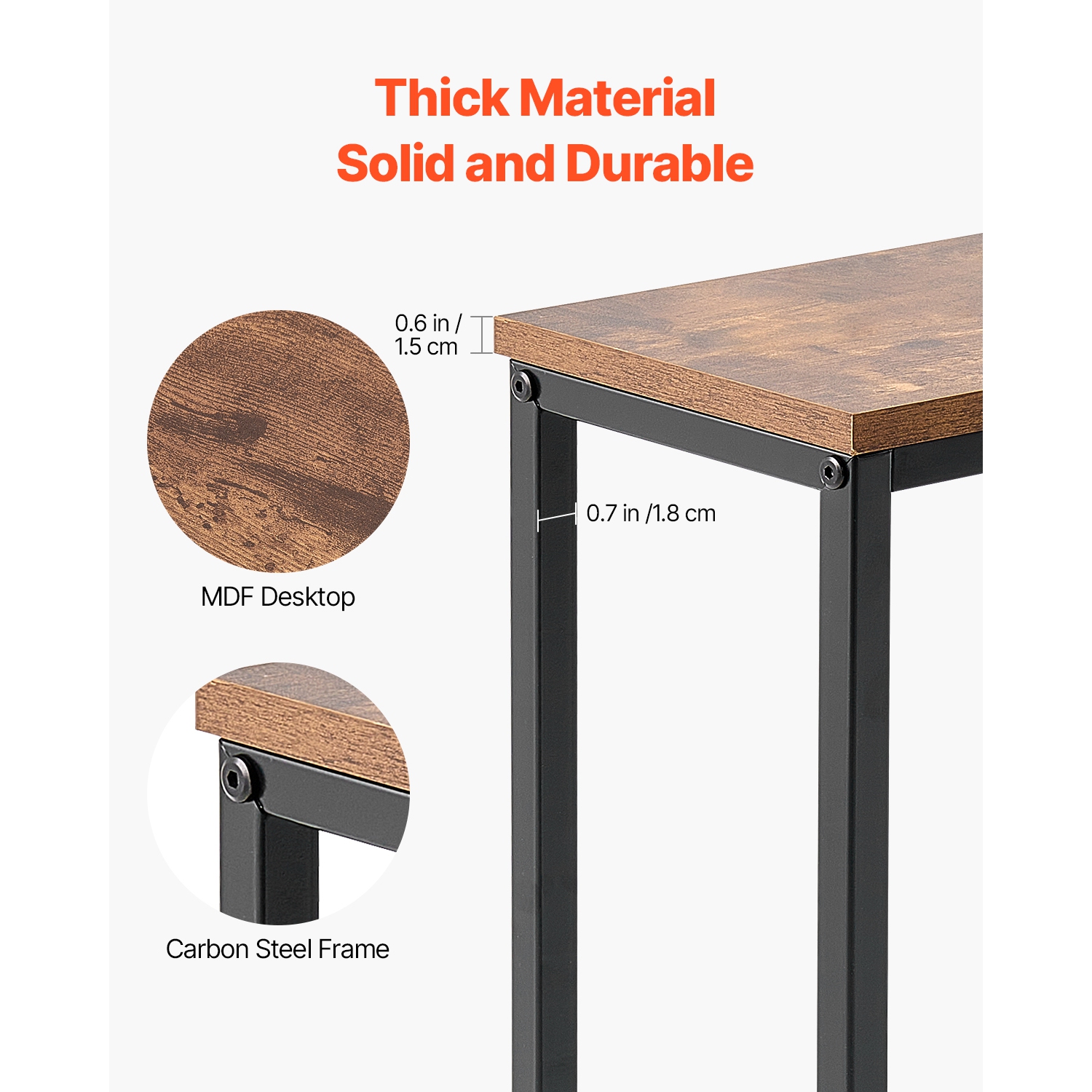 Ensemble de 2 consoles étroites VEVOR, table derrière canapé avec prises d'alimentation, table d'entrée longue à 1 niveaux avec cadre en métal et