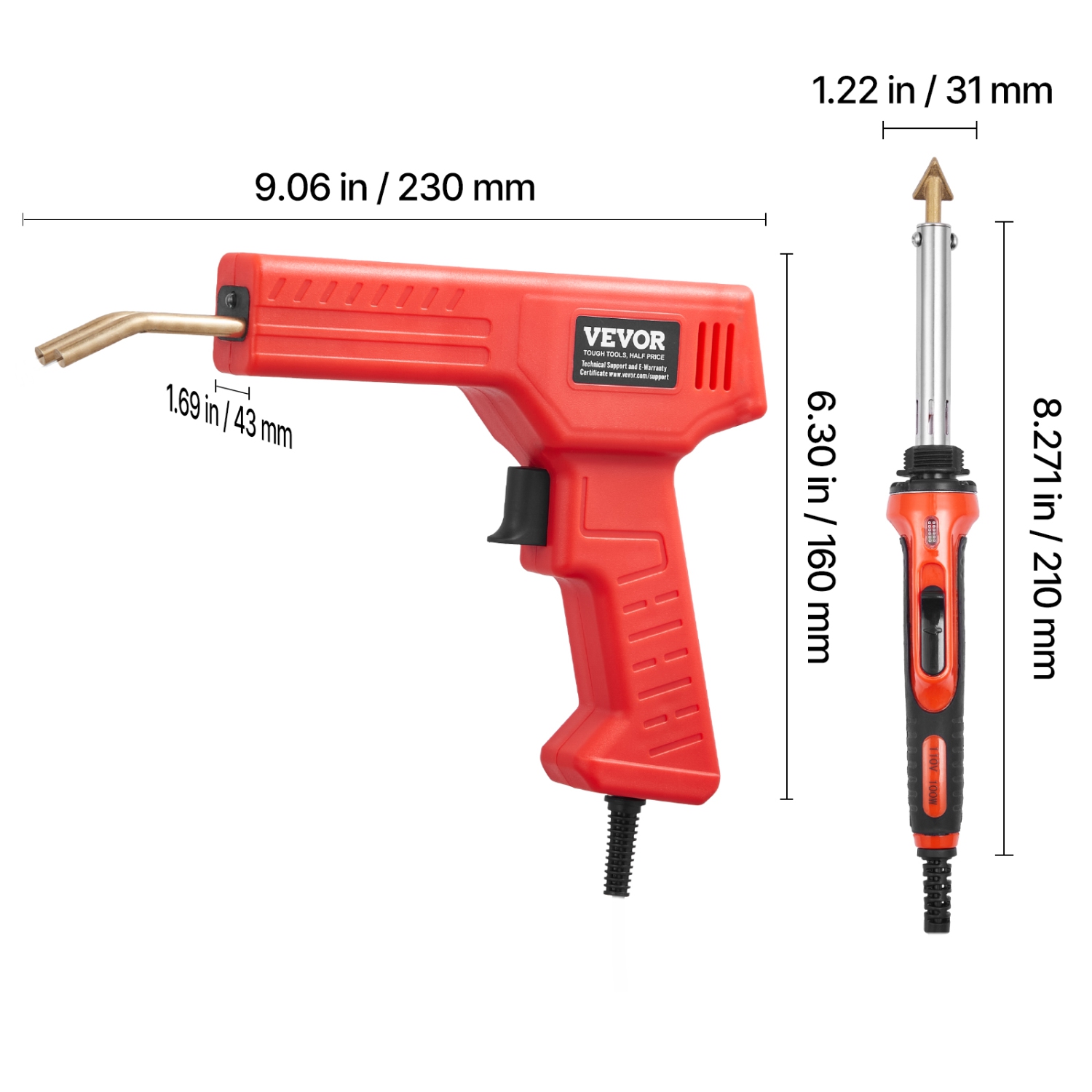 VEVOR 100W Plastic Welder Kit Deluxe, Welding Gun+60 W/100W Soldering Iron, Professional Welding Tool with 1000PCS Hot Staples & 60 Rods for Car