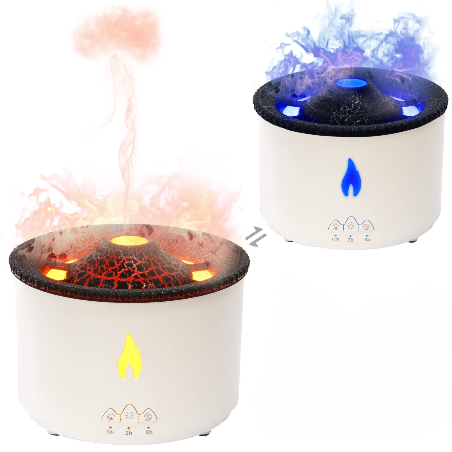 Humidificateur à flamme, Diffuseur d'aromathérapie Volcano méduse, Diffuseur d'huile essentielle portatif Home avec lumière double couleur rouge et
