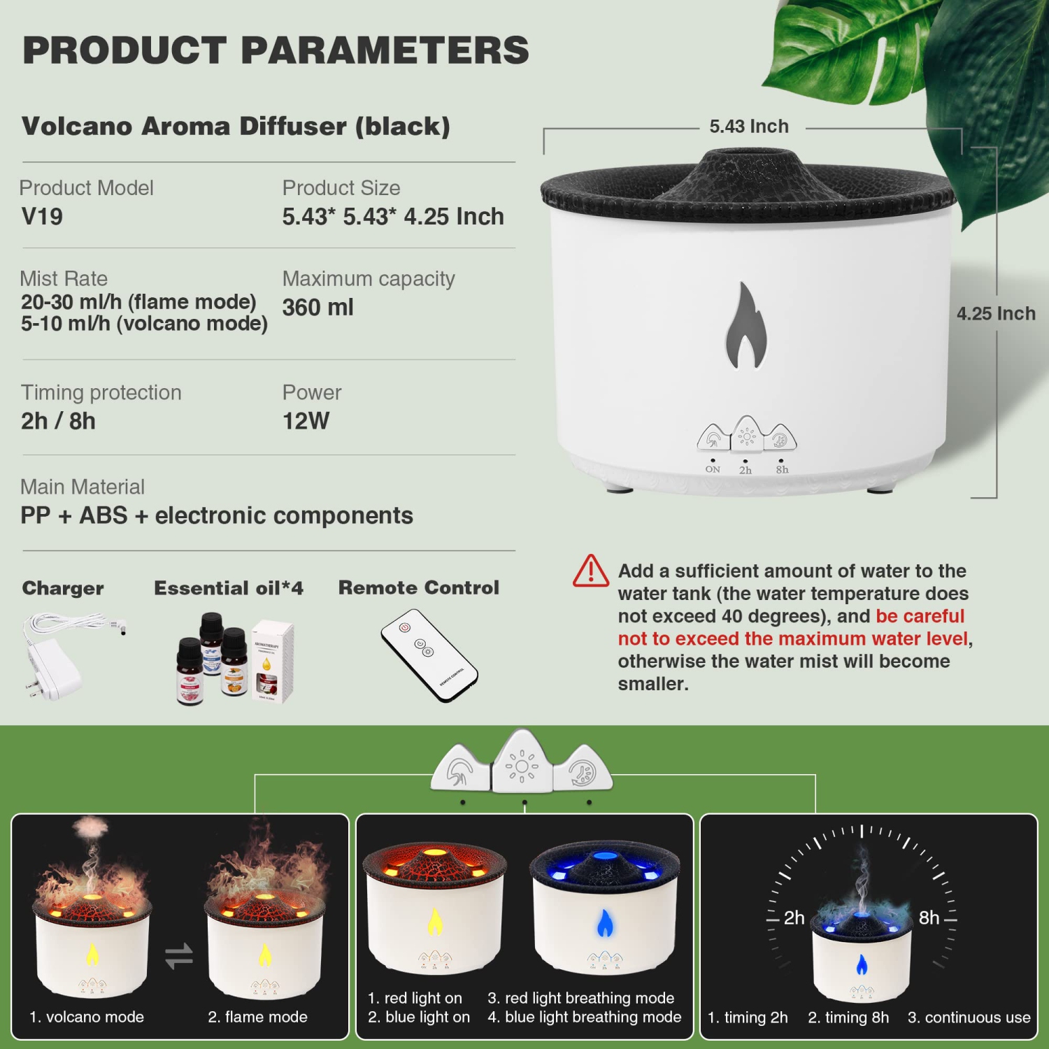 Humidificateur à flamme, Diffuseur d'aromathérapie Volcano méduse, Diffuseur d'huile essentielle portatif Home avec lumière double couleur rouge et