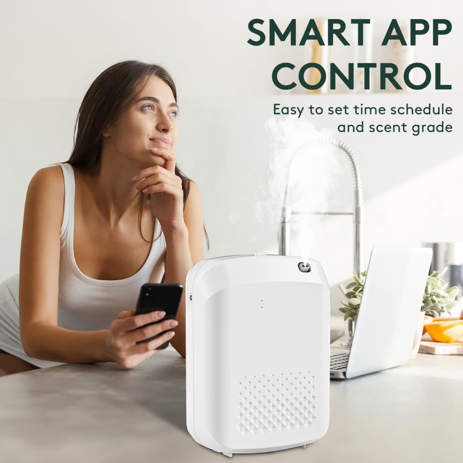 Home Diffuseur d'aromathérapie intelligent Bluetooth, mini diffuseur d'aromathérapie portatif, adapté à la maison, à l'hôtel, au bureau