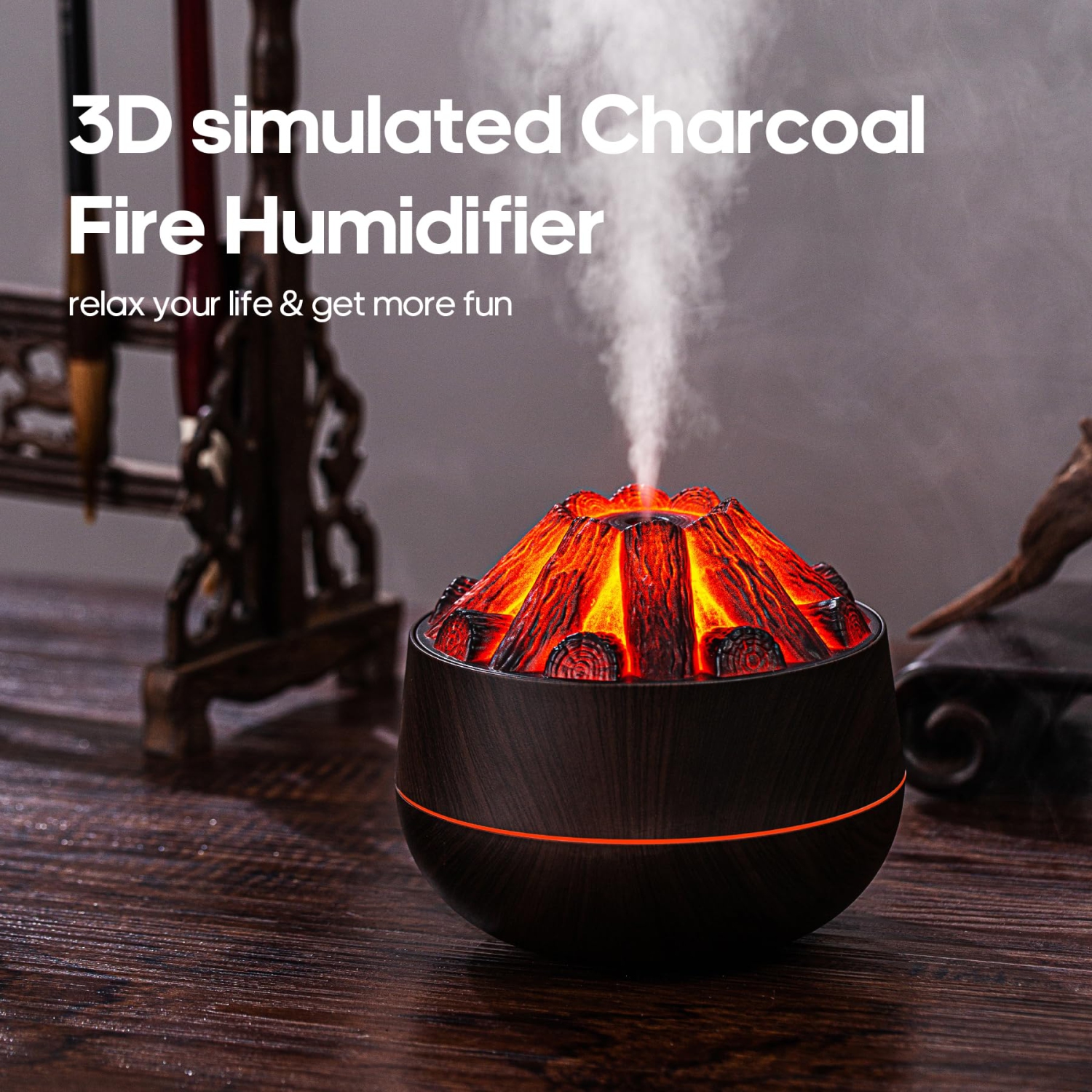 Flame Diffuser Humidifier, 300ml Silent Mini Aromatherapy Diffuser, Portable Humidifier for Home, Office, or Gym