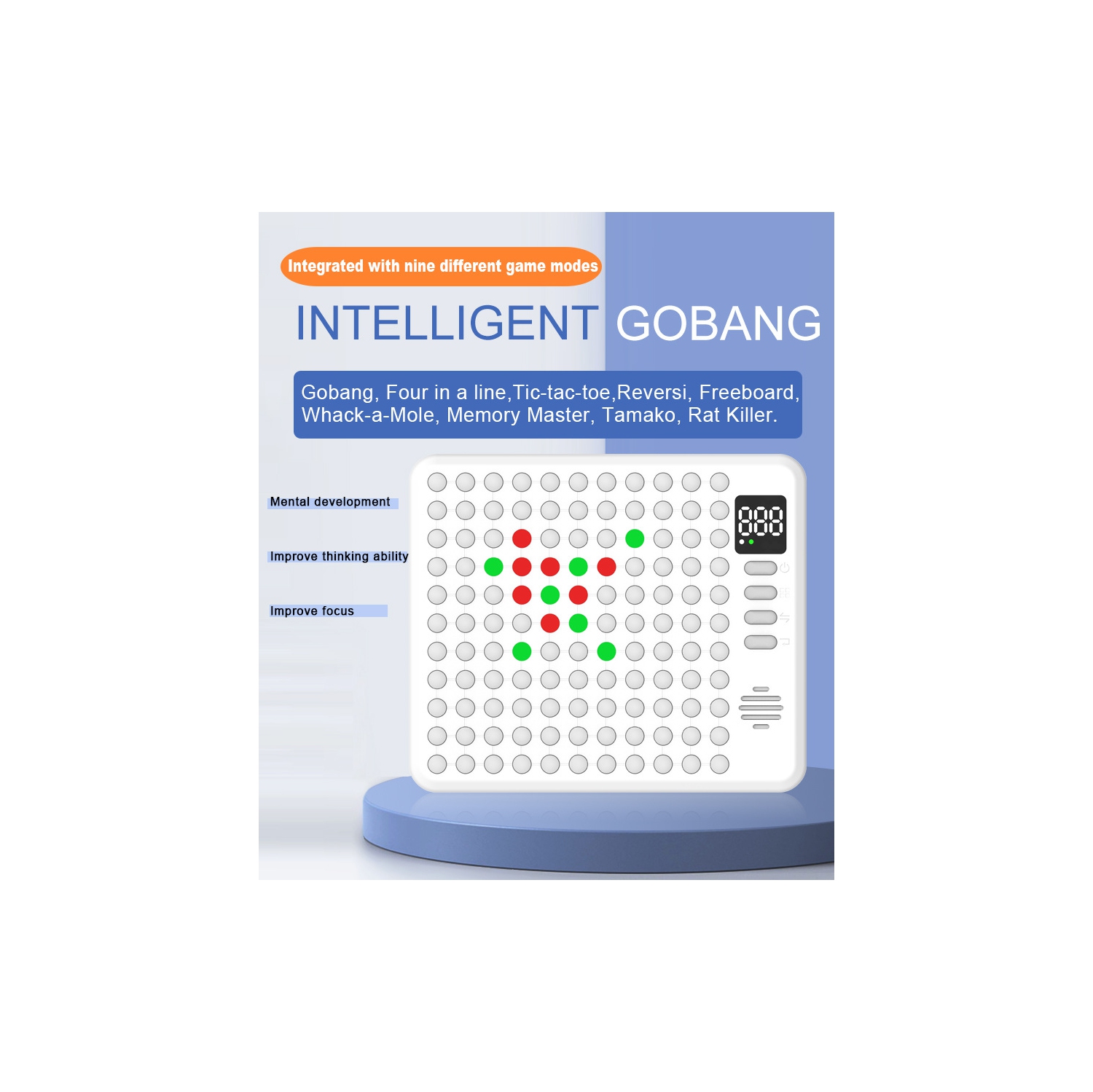 9-in-1 Smart Electronic Board Game - AI Multi-function Smart Go Board, Single and Double Mode, Memory Game, Light Touch, Voice Prompt, Great Gift for